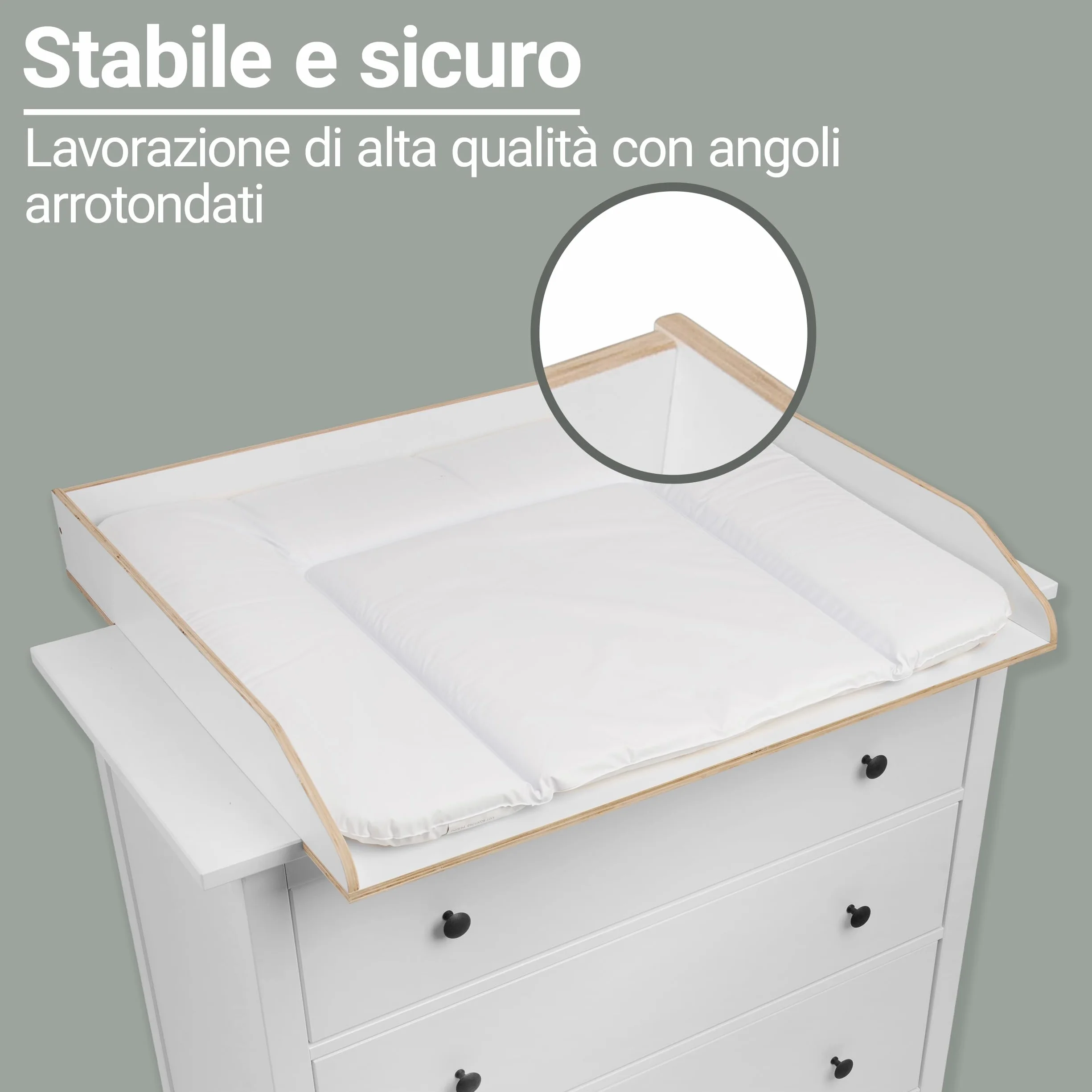 Jonka Piano Fasciatoio per Cassettiera IKEA Hemnes 108 160 cm Legno Naturale Bianco DIN EN 12221