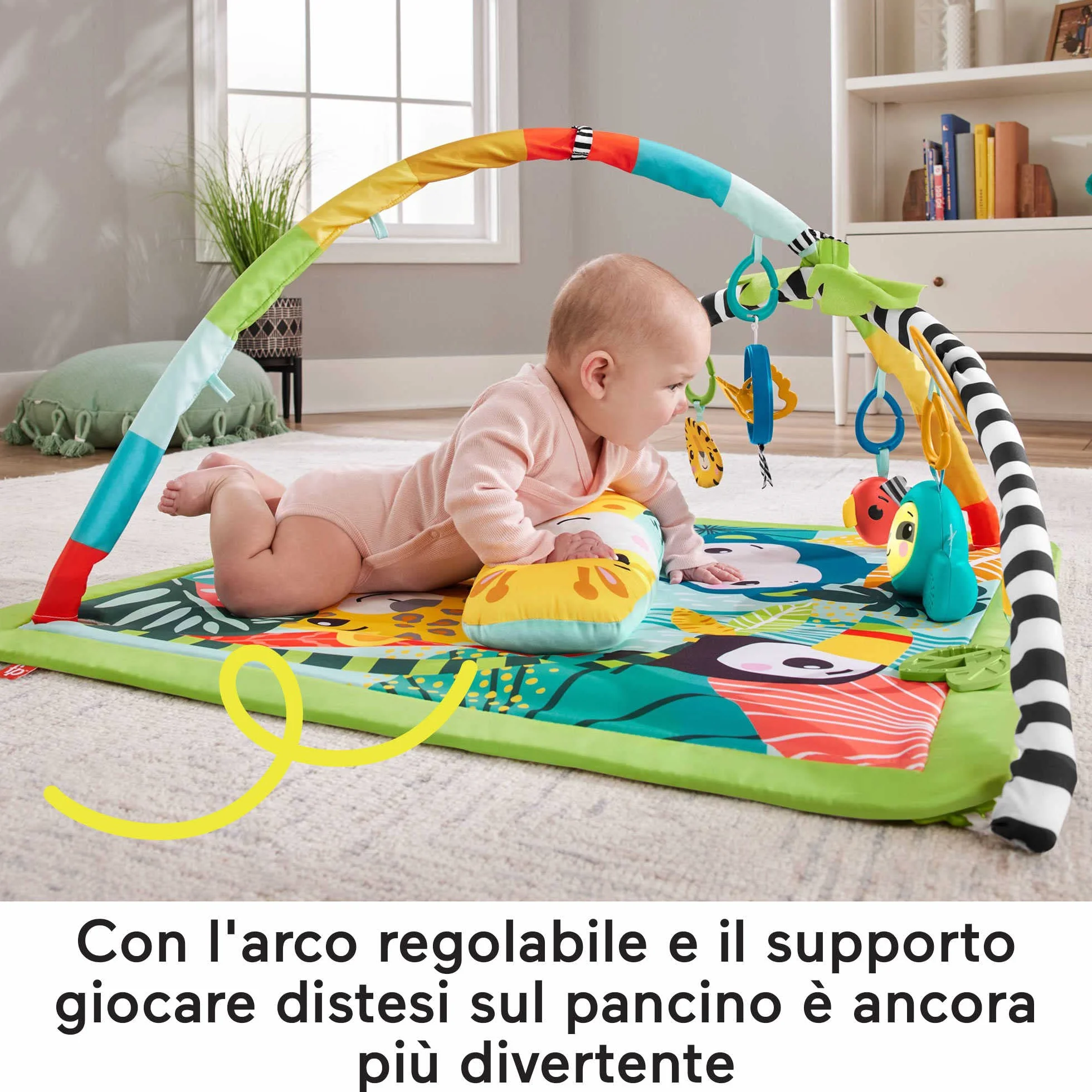 Fisher-Price - Palestrina Sensoriale Cuccioli della Natura 3-in-1, Tappetino per Giocare dalla Nascita Fino ai Primi Passi con 5 Giochi sensoriali, luci, Suoni, Giocattolo per Neonati, HJW08