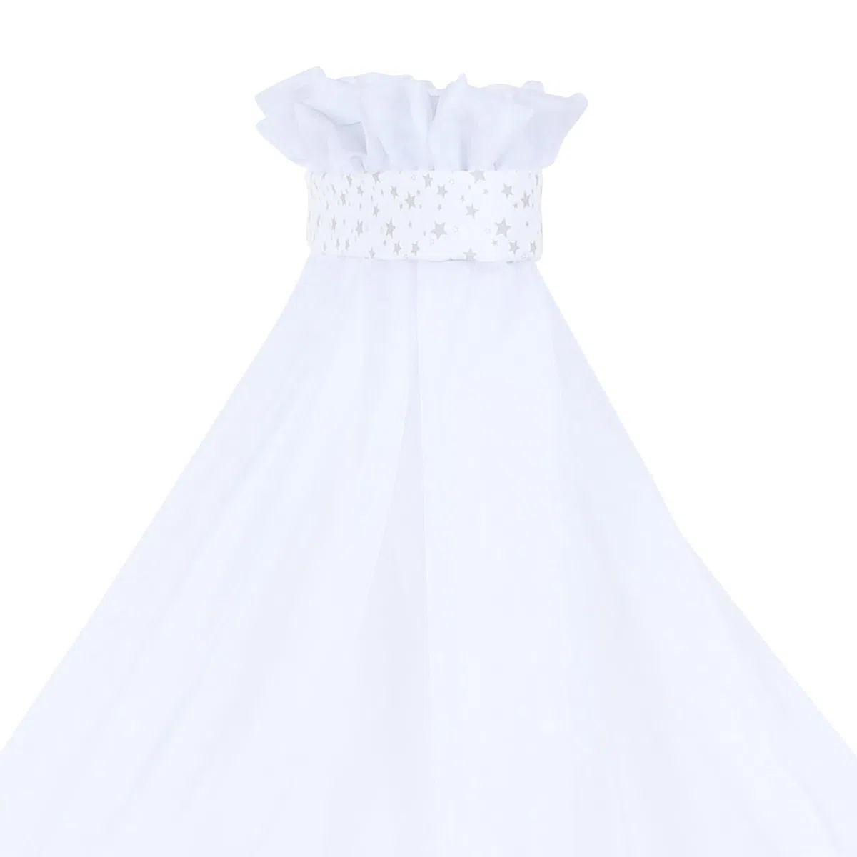 babybay Zanzariera e cielo piqué con nastro adatto per tutti i modelli fino a 96 cm di lunghezza, bianco stelle grigio perla