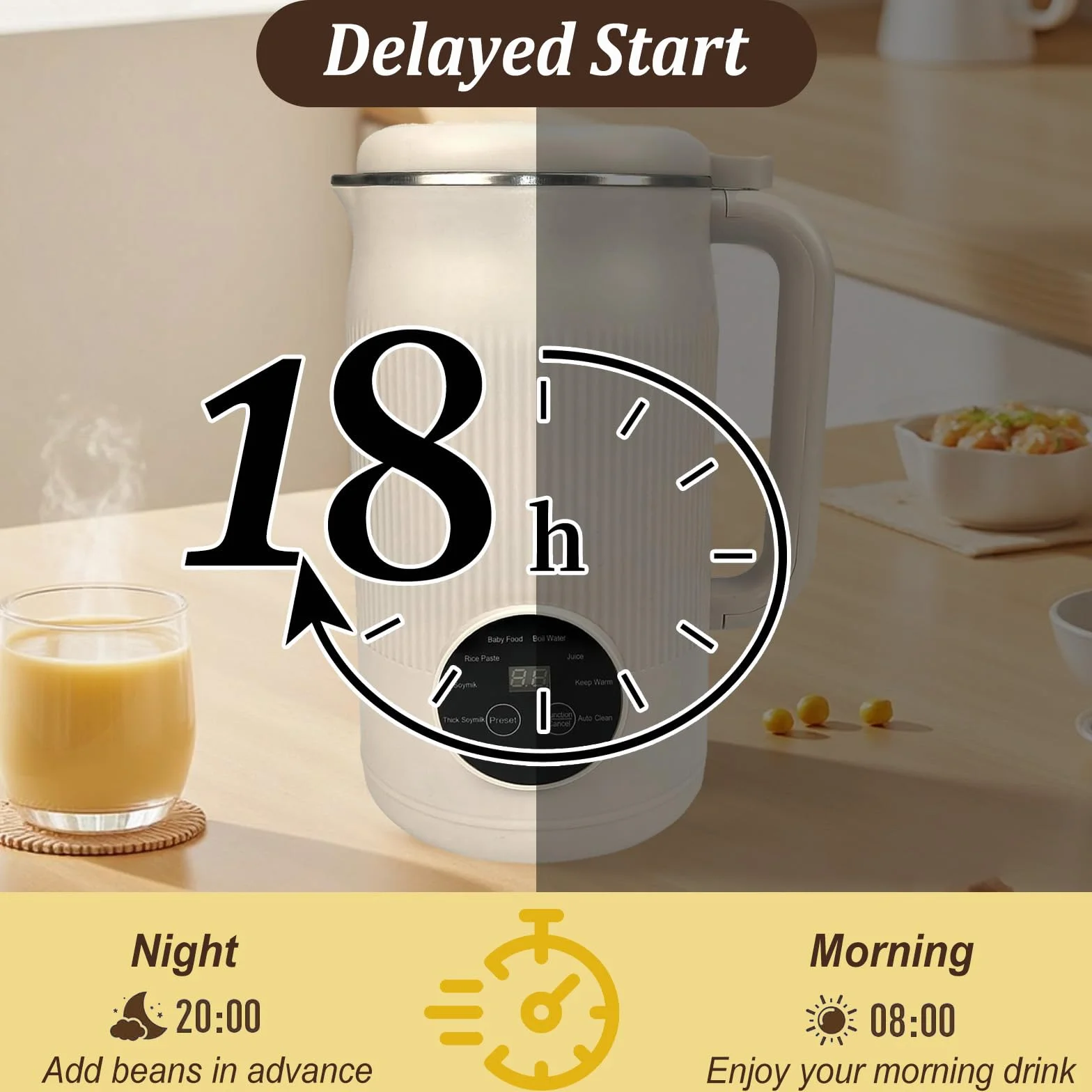 Macchina per latte di noci 8 in 1, robot da cucina 1200 ml, acciaio inox autopulente