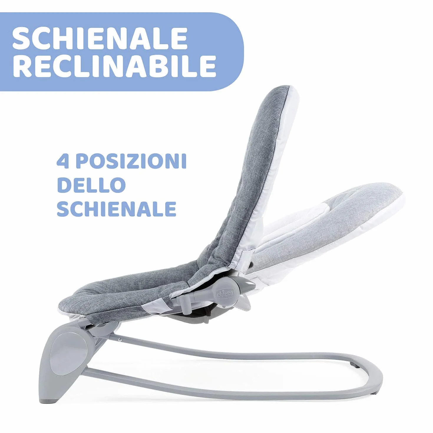 Chicco Hooplà Sdraietta Neonati e Bambini da 0 Mesi a 18 kg, Funzioni Dondolo e Poltroncina, con Barra Gioco, Schienale Regolabile e Cuscino Riduttore, Chiusura Compatta, Grigio chiaro