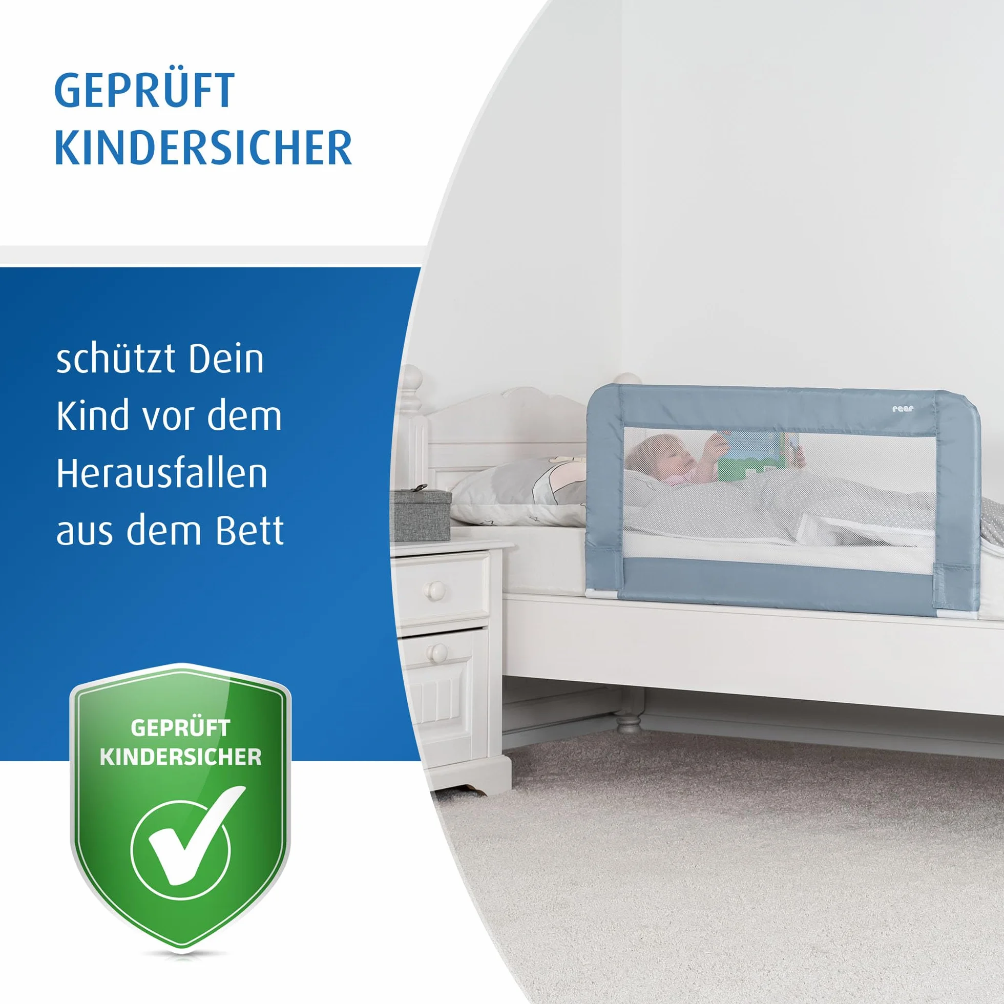 Reer Sleepn Keep, protezione anticaduta per culle, lunghezza 100 cm per letti con una lunghezza di 150-180 cm