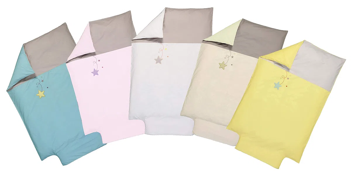 P'tit Basile - Copripiumino per bambini 100 x 135 cm o 100 x 140 cm - 100% cotone biologico - Copripiumino ricamato a stella - Certificato senza sostanze nocive - Lettino culla 60x120 70x140 - Giallo