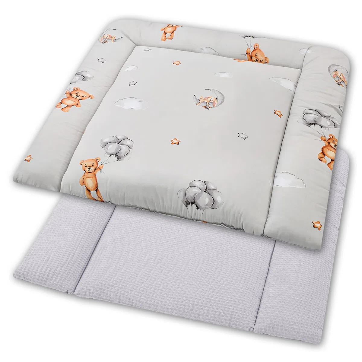 Materassino fasciatoio 75x72 cm - cuscino neonato in cotone lavabile pieghevole e portatile materasso da viaggio tappetino per cassettiera lavatrice e tavolo 75 x 72 Oeko-Tex Orsetti