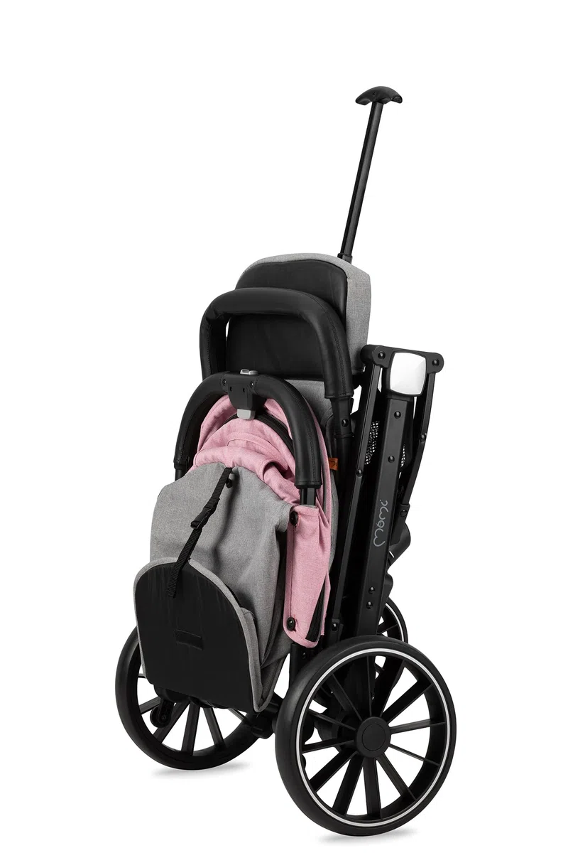 MoMi ESTELLE LIGHT PLUS Passeggino a partire da 6 mesi (fino a 22 kg), pieghevole con cintura di sicurezza a 5 punti, cestino porta spesa e funzione di apertura, manico telescopico per il traino