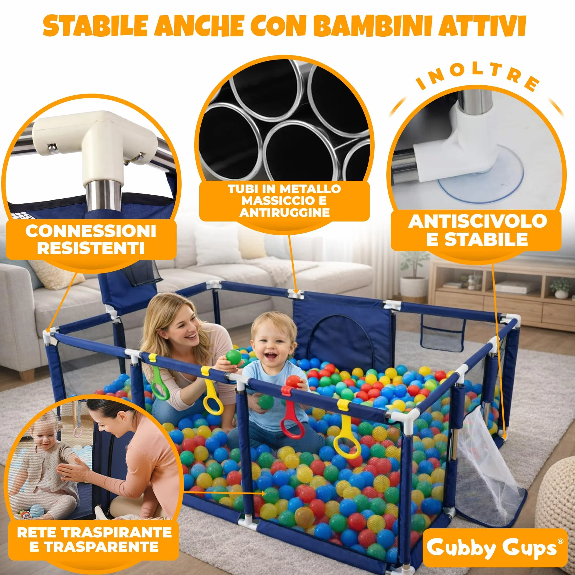 Box Bambini 180x122 cm Recinto per Bambini e Neonati con Rete Traspirante