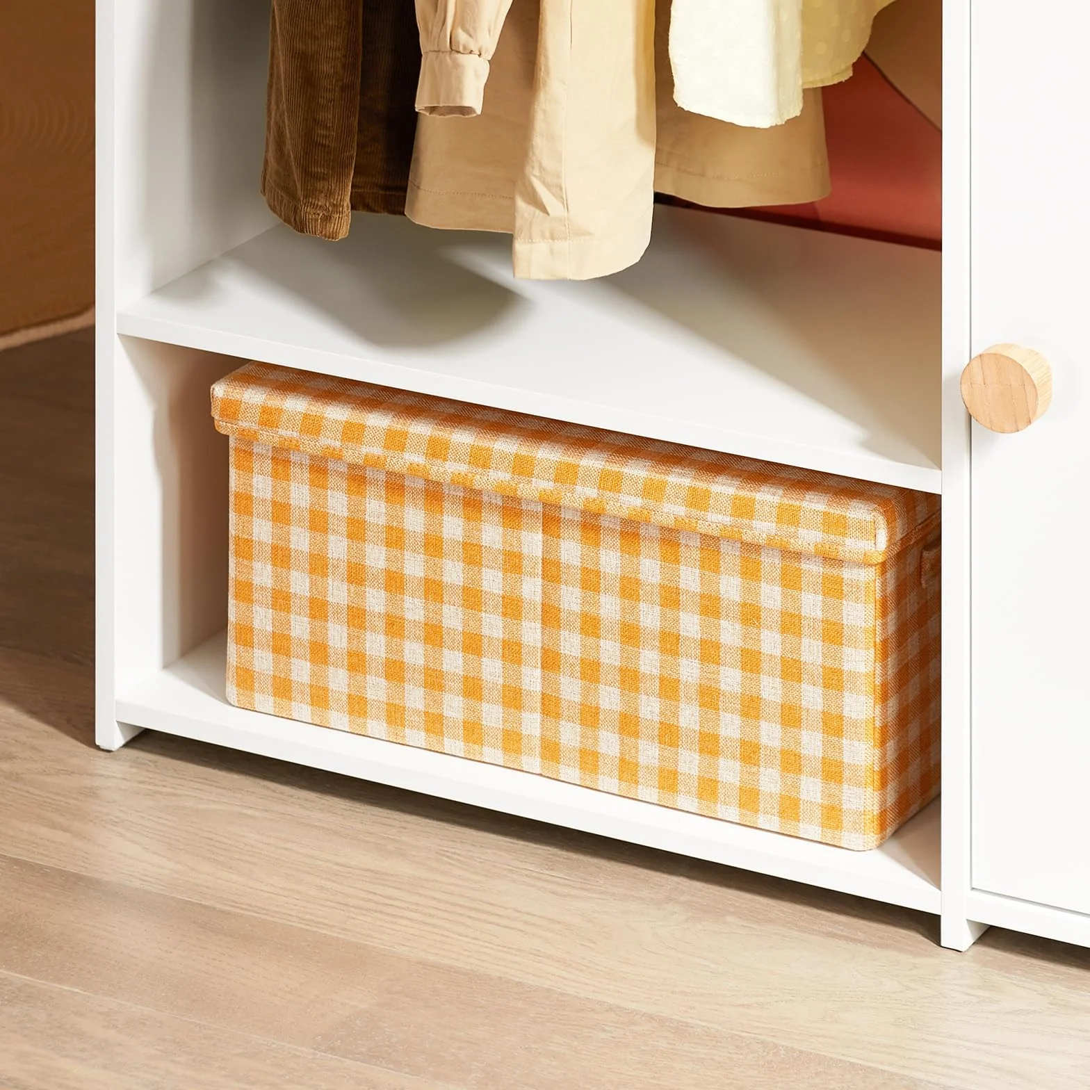 SoBuy Armadio Bambini con 4 Ripiani e 2 Ganci Bianco 94x35x110cm KMB110-W