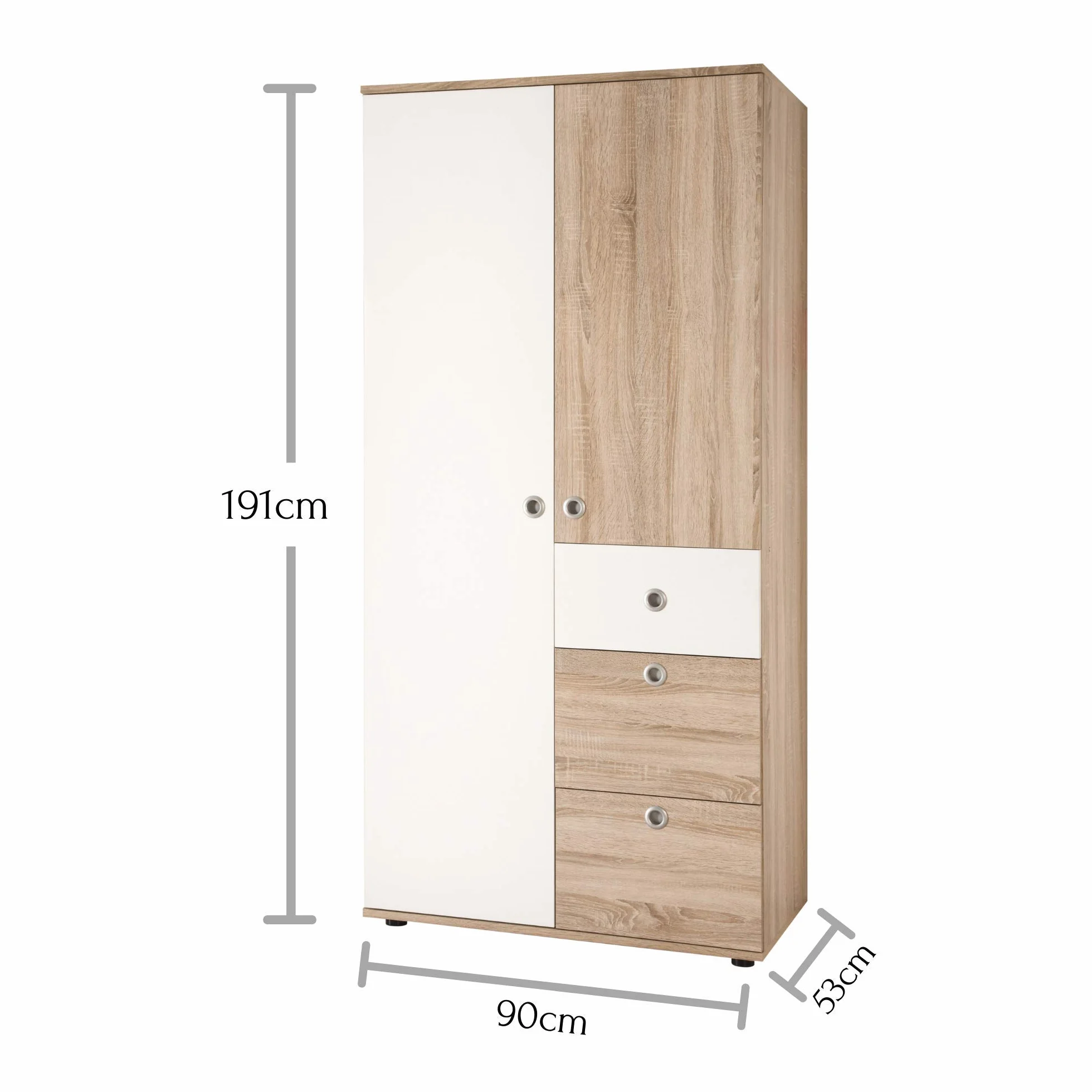 Elegante armadio per bambini a 2 ante simil rovere Sonoma 90 x 191 x 53 cm