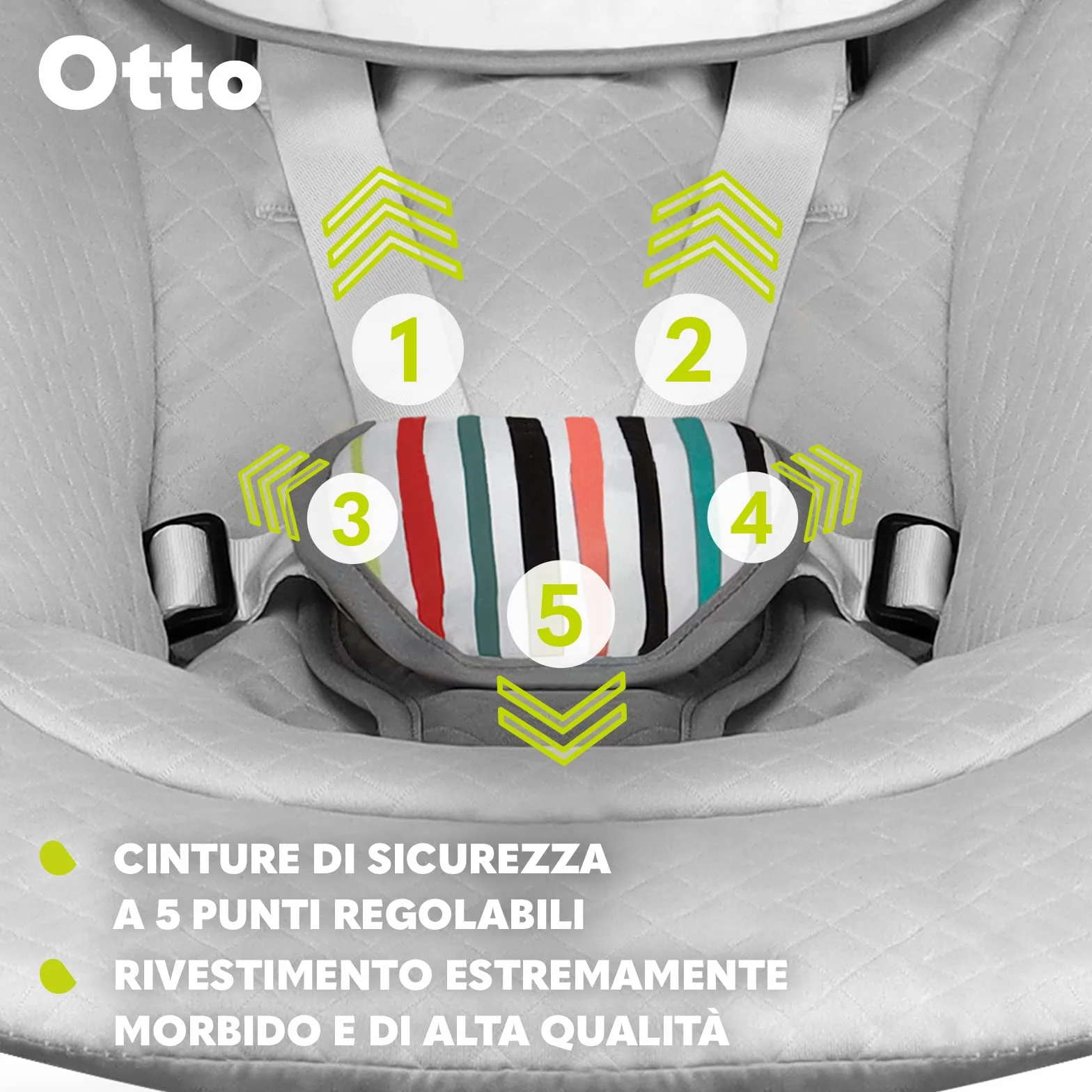 lionelo Otto Dondolo per Neonato e Bambini fino a 9kg Sdraietta con Giocattoli 5 Velocità Suoni Rilassanti Della Natura Altalena Portatile e Pieghevole Cinture a 5-punti Cavo di USB, Grigio