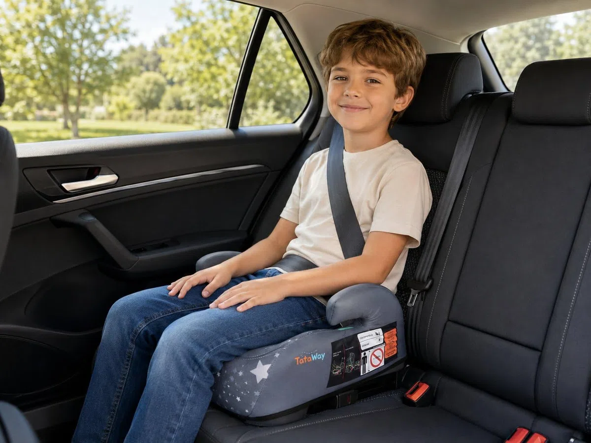 Seggiolino Alzatina Auto Bimbi Nero I-Size ECE R129, Rialzo Bimbi 125-150 Cm, 22-36 Kg, 6-12 Anni, Gruppo 3, Facile Da Trasportare - Sfoderabile E Lavabile