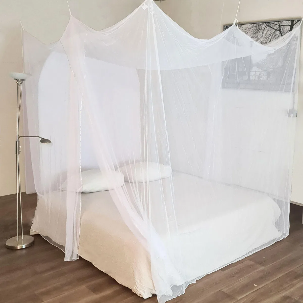 Zanzariera per letto matrimoniale XXL – 240 x 220 x 230, XXL per letto, fori fini, tenda a rete rettangolare da viaggio, protezione dagli insetti, 2 voci, facile da installare, borsa per