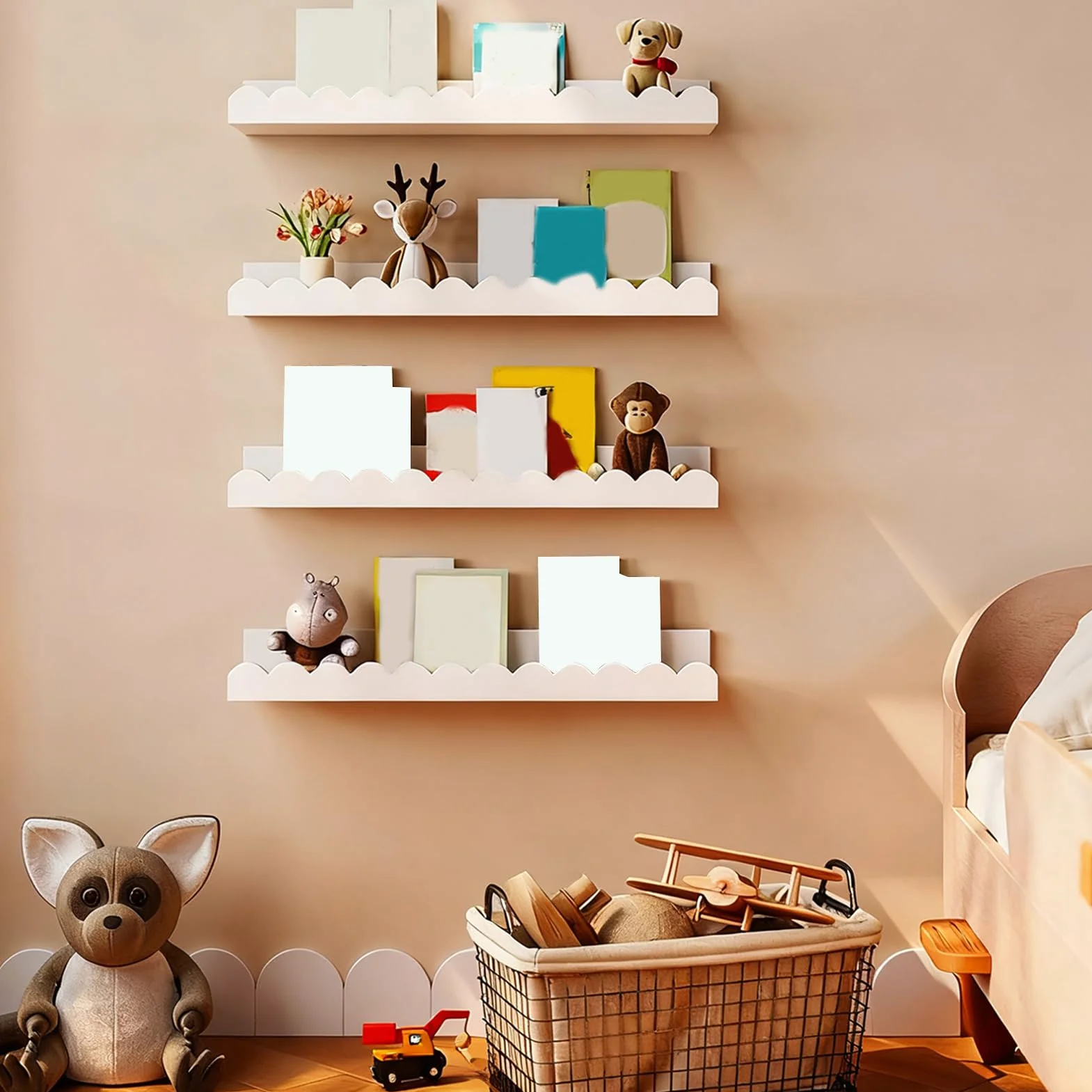 Librerie Galleggianti per Libri 2 Pezzi in Legno per Parete Camera Bambini Bagno