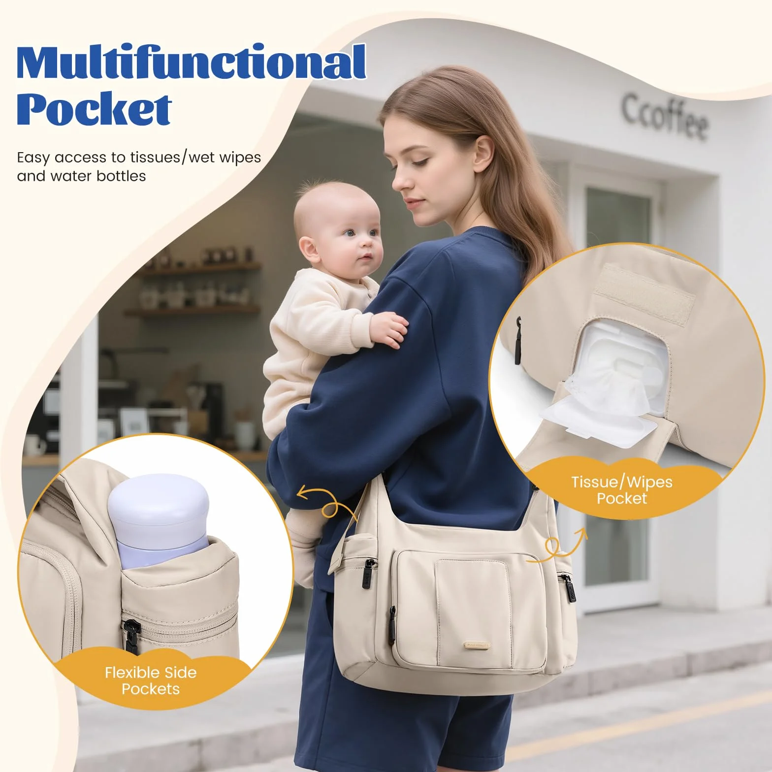Borsa per pannolini Puffer 14L, borsa da viaggio grande capacità, tracolla ospedale per mamma
