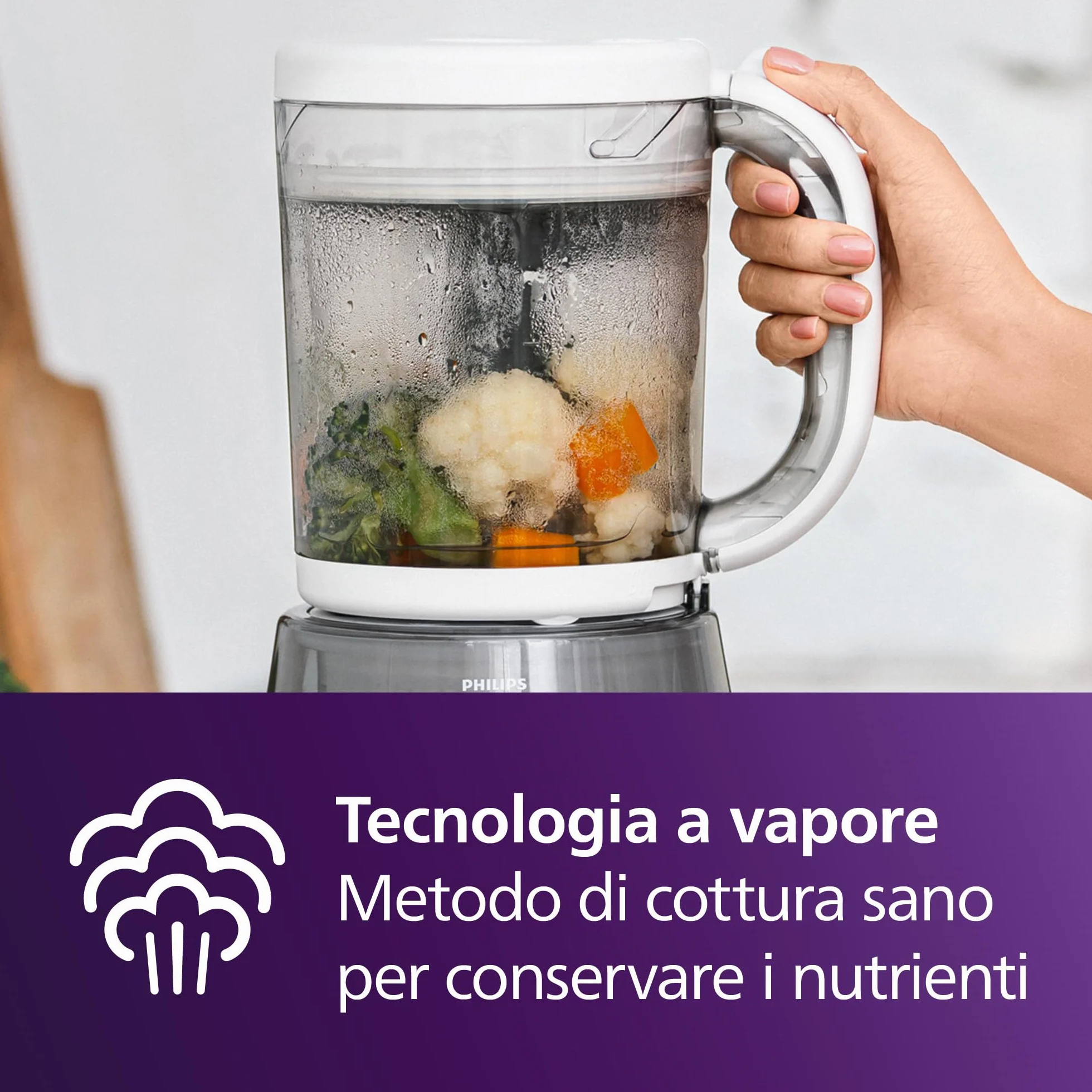 Philips Avent SCF883/01 EasyPappa Plus 4 in 1 Cuocipappa Multifunzione, 1 litro, Bianco/Grigio