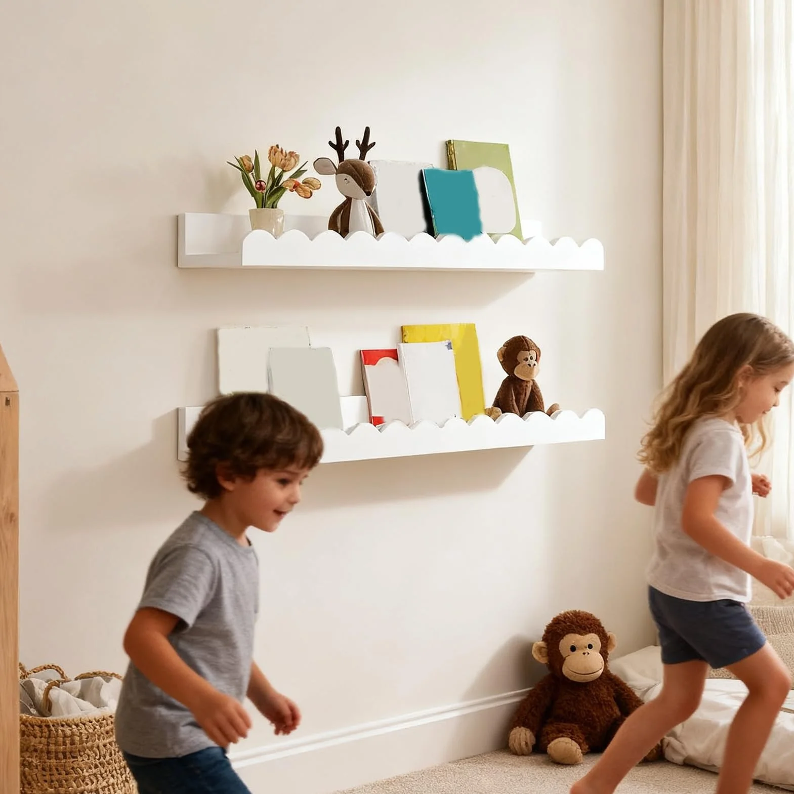 Librerie Galleggianti per Libri 2 Pezzi in Legno per Parete Camera Bambini Bagno