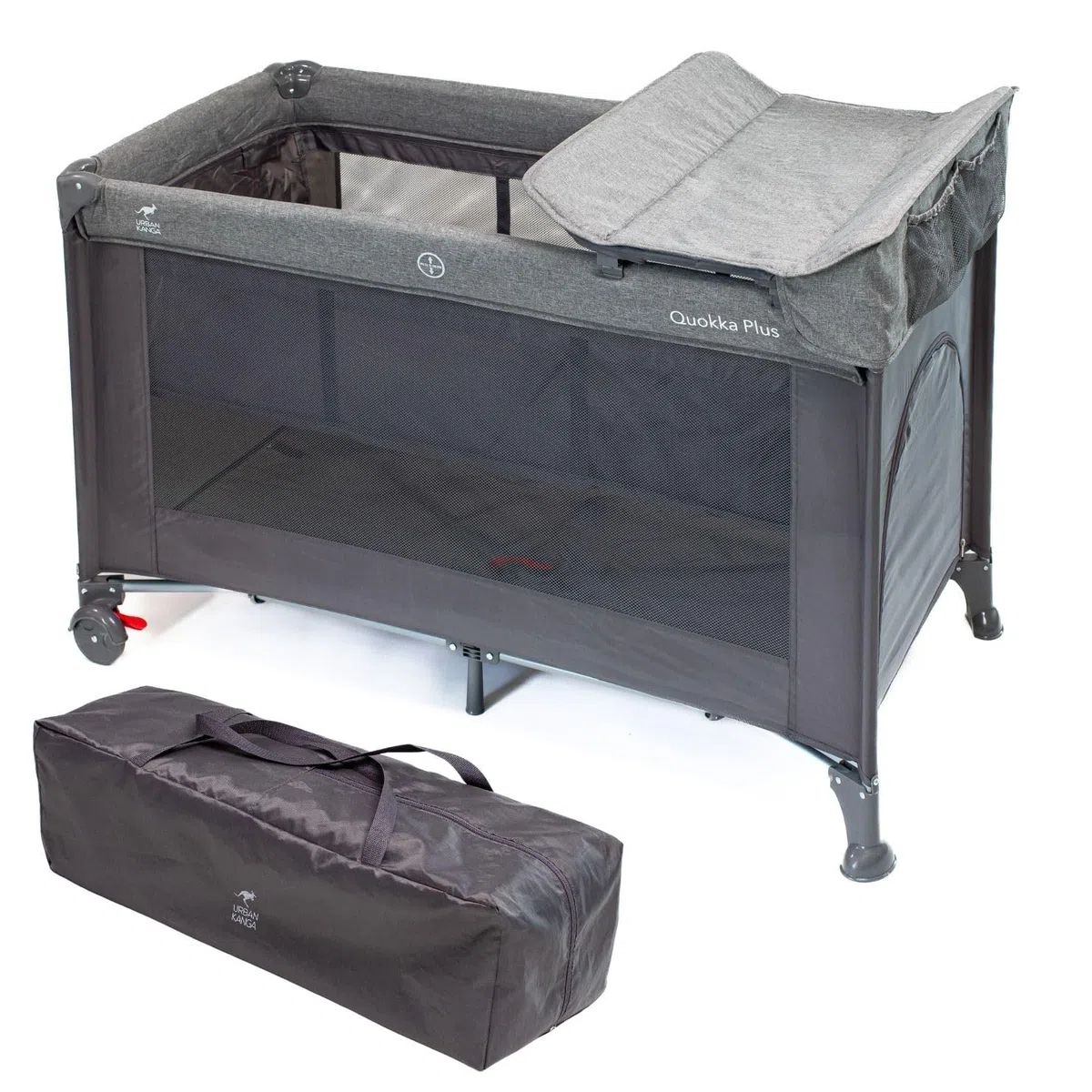 Urban Kanga QK Plus Lettino de Campeggio Neonato con Fasciatoio (QK Plus, Grigio)