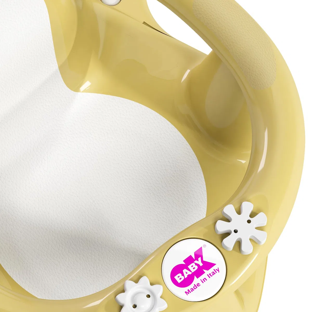 OKBABY Flipper Evolution - Seggiolino da Bagno, Anello con Seduta in Gomma Antiscivolo per il Bagnetto del Neonato 6-15 Mesi (13 kg) - Giallo
