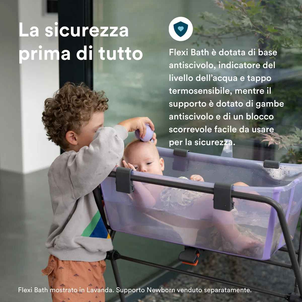 Stokke Flexi Bath (Sandy Beige) + Supporto per Flexi Bath - Vaschetta per bambini fino ai 10 kg - Pieghevole, durevole e facile da riporre - Comodo da usare a casa o in viaggio