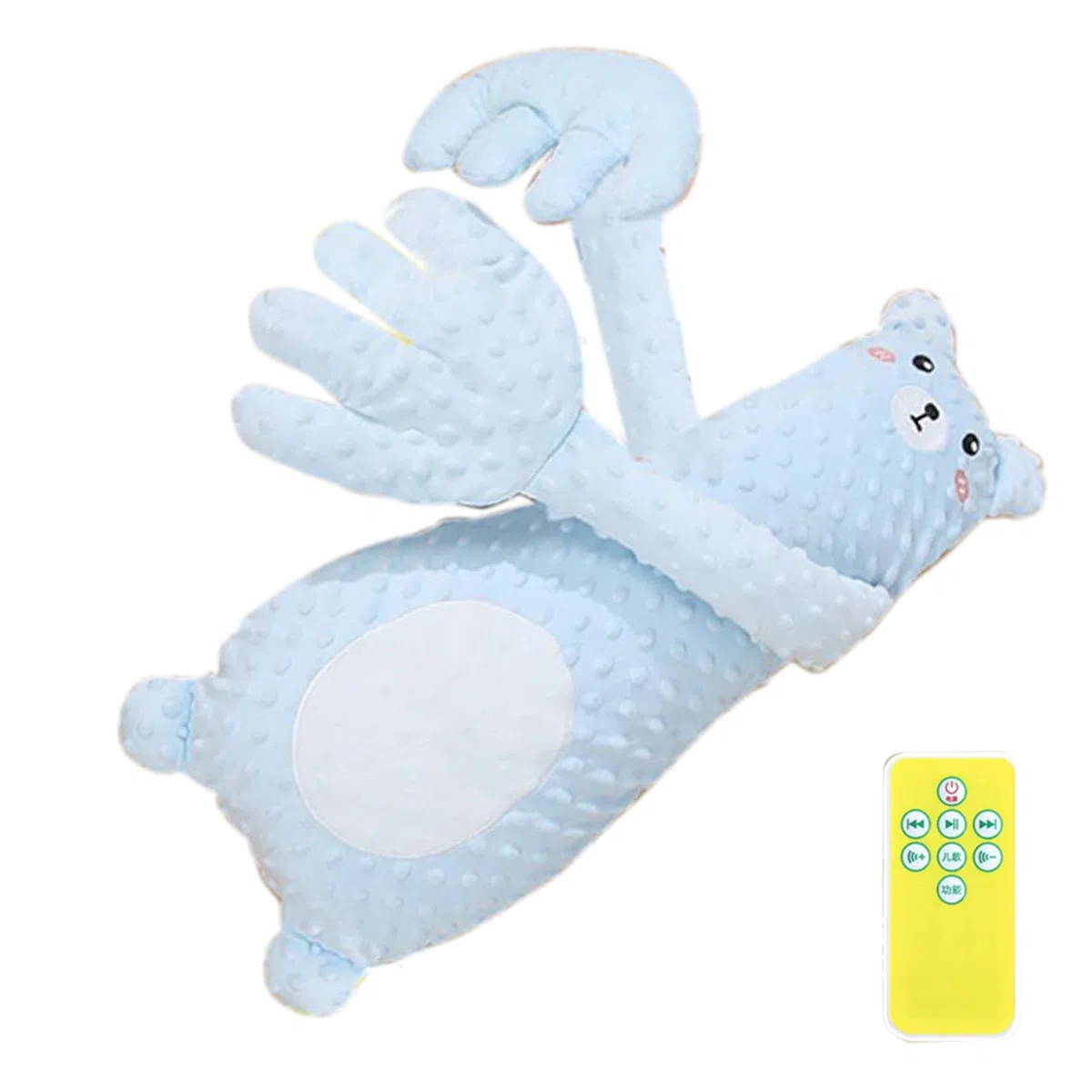 Cuscino lenitivo per bambini con telecomando, morbido aiuto per il sonno delle mani, cuscino ergonomico per pisolini, allattamento e allenamento del sonno, ciuccio calmante per culla, viaggi e uso