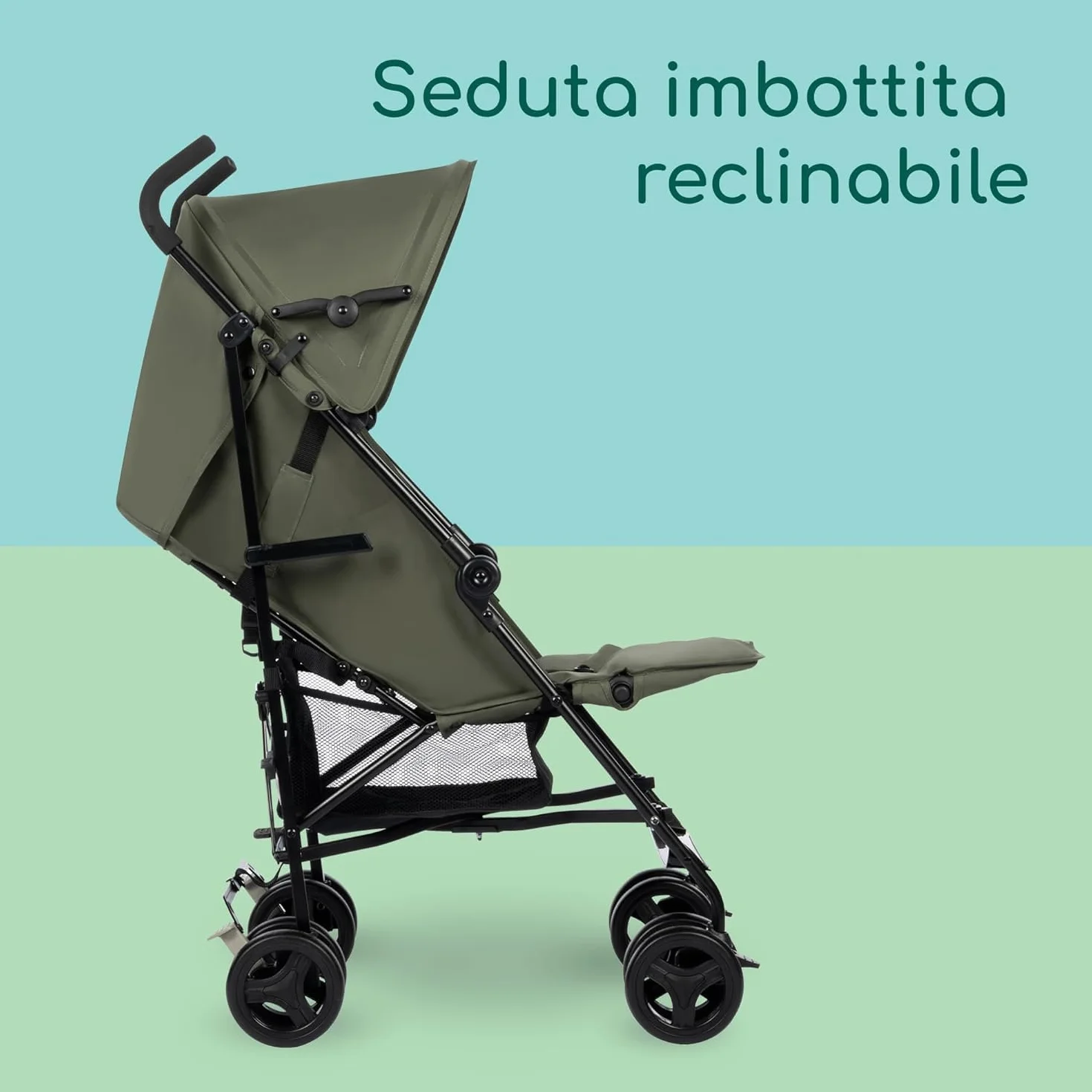 Bebeconfort Rainbow Passeggino Leggero e Reclinabile, Pieghevole, 6 mesi - 4 anni, 22 kg, Mineral Green