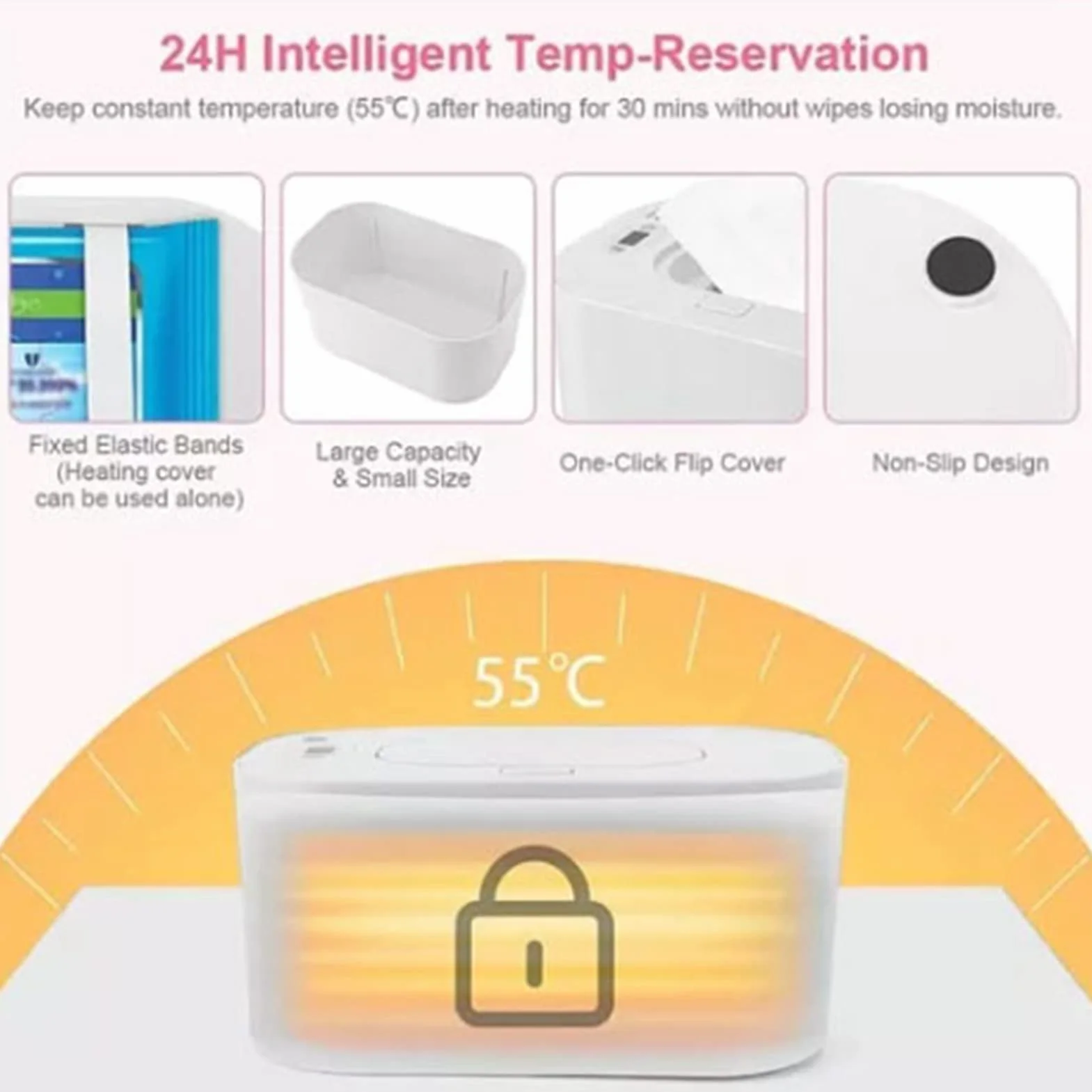 Scaldasalviette per Neonati, Dispenser USB Portatile, Cambio Pannolino Comodo Bianco