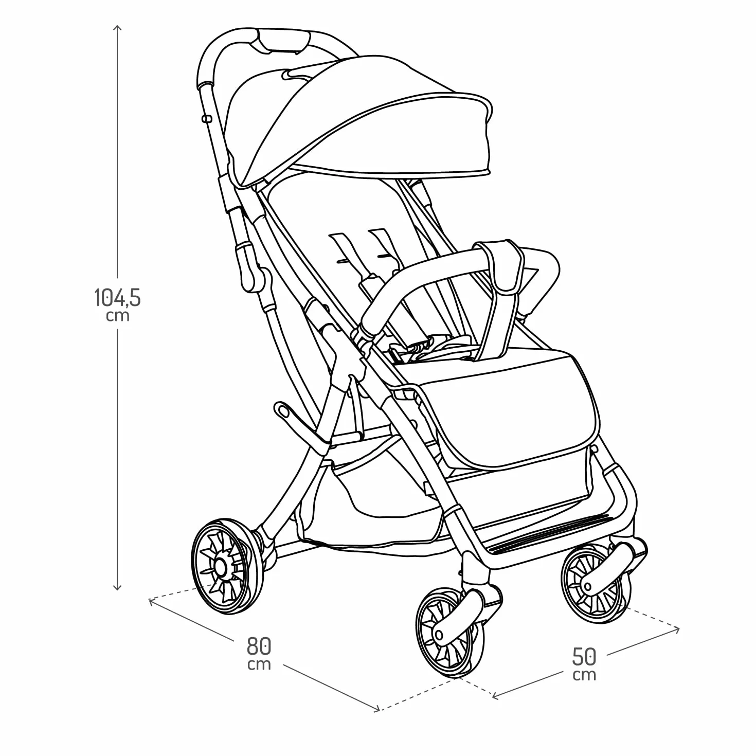 MoMi PAOLA Passeggino per Bambini 6-22 kg Compatto Leggero Chiusura Automatica Cinture 5 Punti