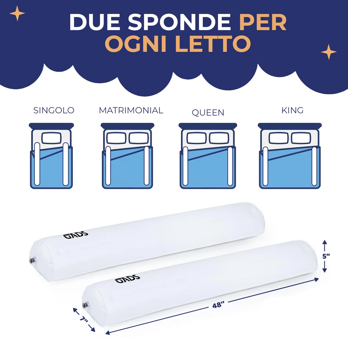 Sponde Letto da Viaggio per Bambini (Confezione da 2), Barriere Letto Gonfiabili per Letti Singoli, Matrimoniali, Queen e King, Paracolpi Portatili e Antiscivolo – Resistenti all’Acqua e Durevoli