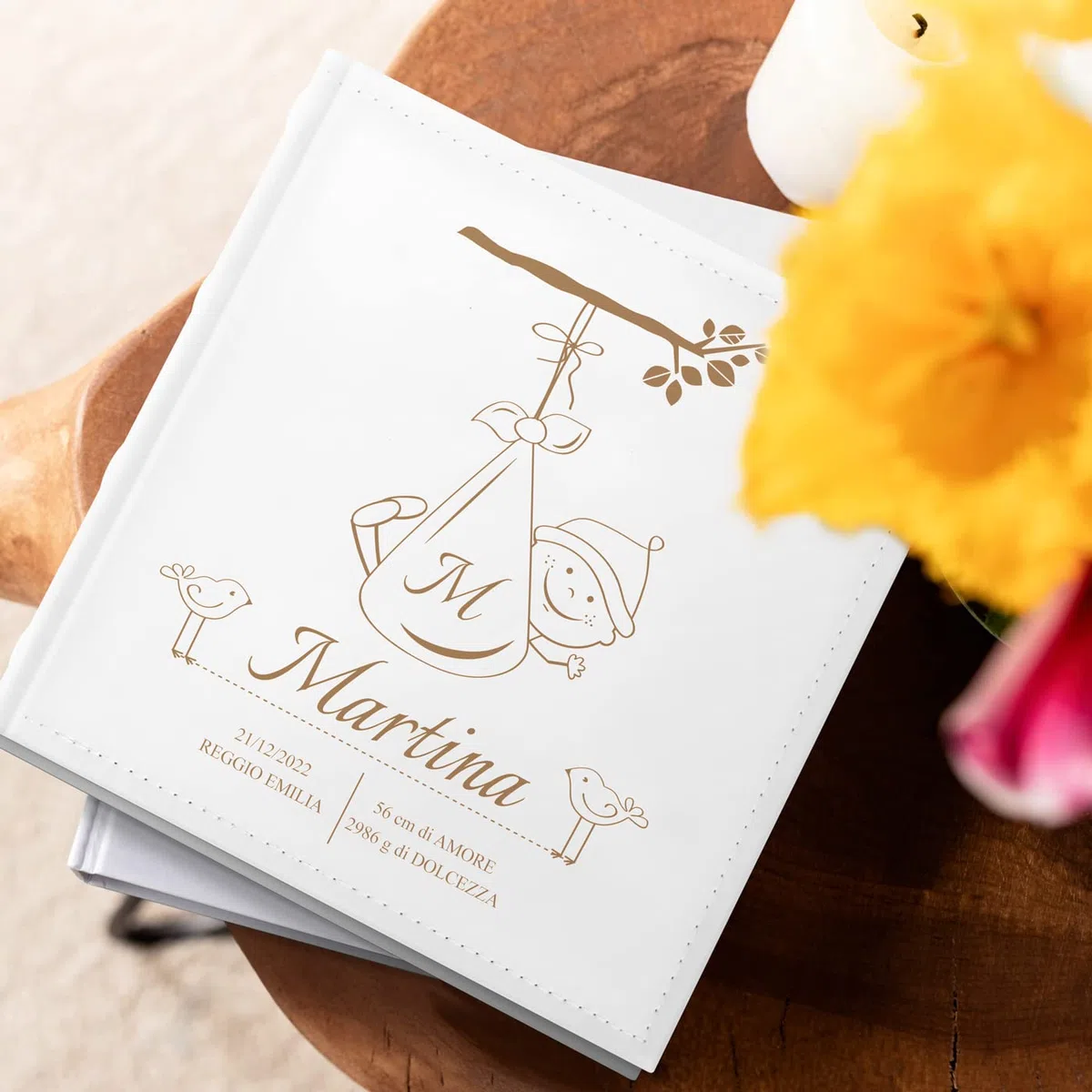 Maverton Album Fotografico - Copertina in Pelle Sintetica Personalizzata con Stampa - 100 Pagine con Tasche - 200 foto 10x15cm - regali neonato, regali bambini