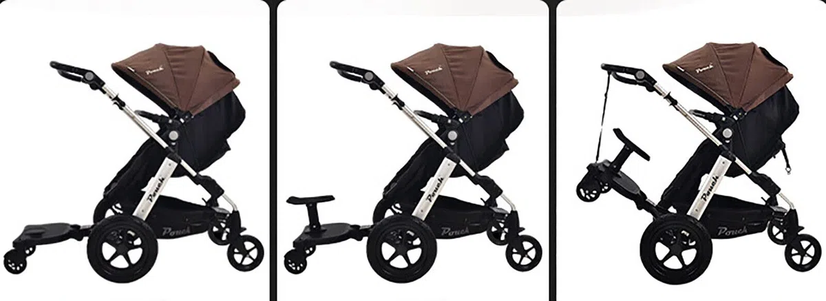 Passeggino universale con sedile, poggiapiedi regolabile per passeggino, con grande superficie, compatibile con quasi ogni passeggino, che può contenere bambini fino a 55 libbre (3-7 anni) (nero)