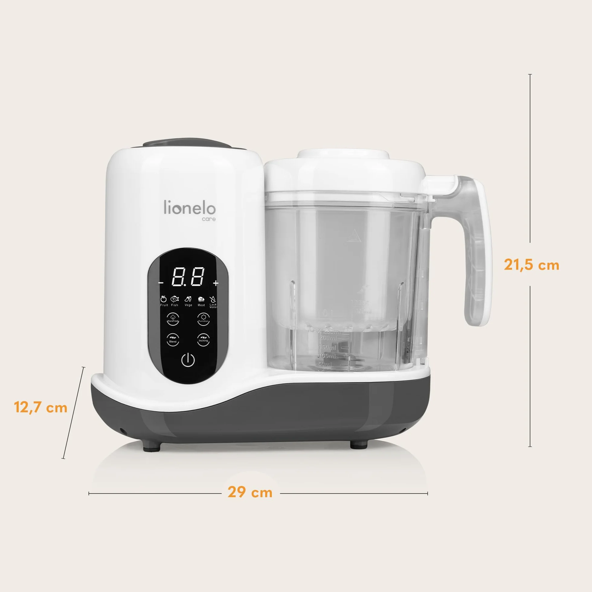 Lionelo BABYMENU 5in1 Robot Cucina e Scaldabiberon per Bambini: Cottura a Vapore, Frullatura, Riscaldamento, Scongelamento, Sterilizzazione, Senza BPA, 35 Ricette