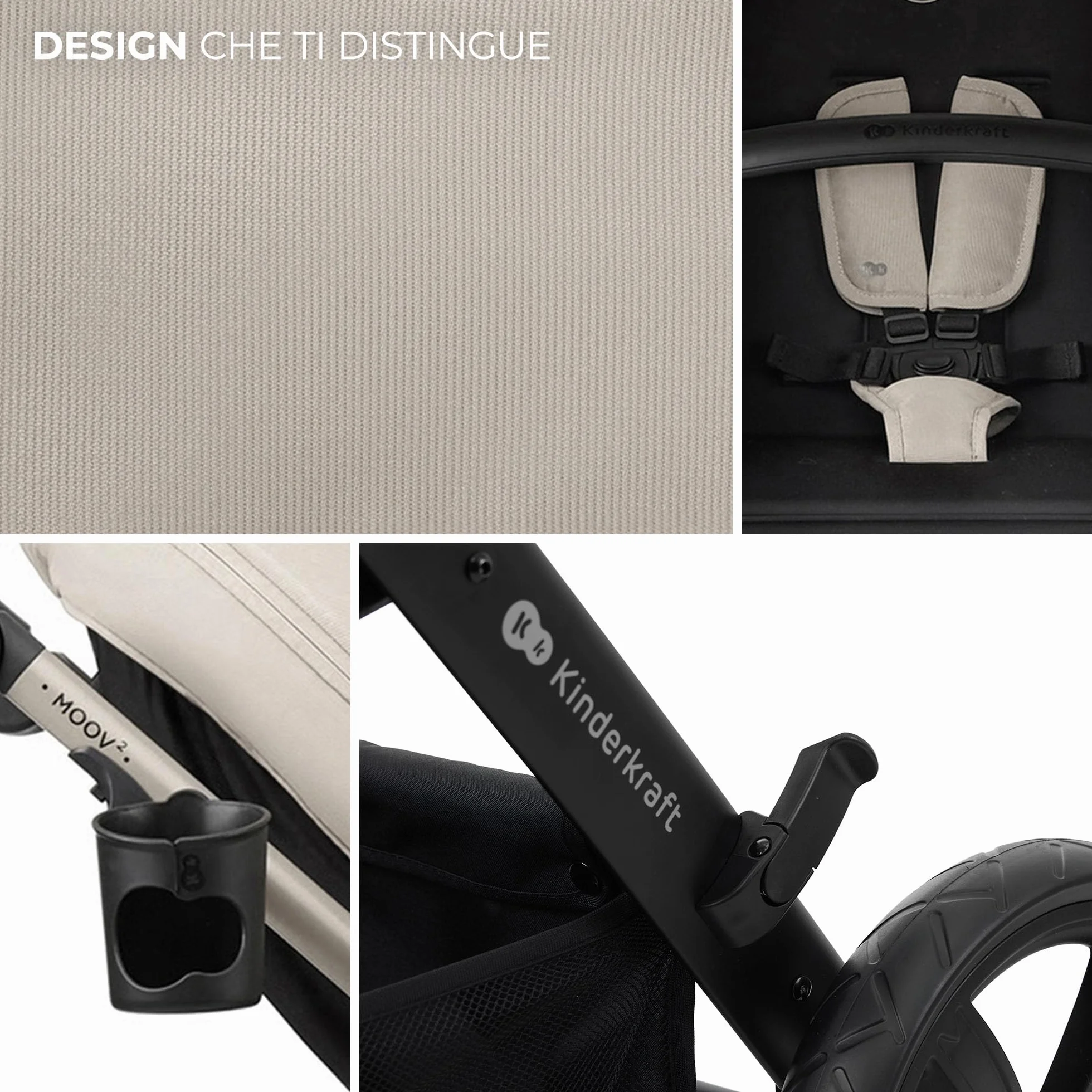 Kinderkraft MOOV 2 passeggino multifunzionale 4 in 1 trio neonato navicella seggiolino auto MINK PRO i-Size Grigio