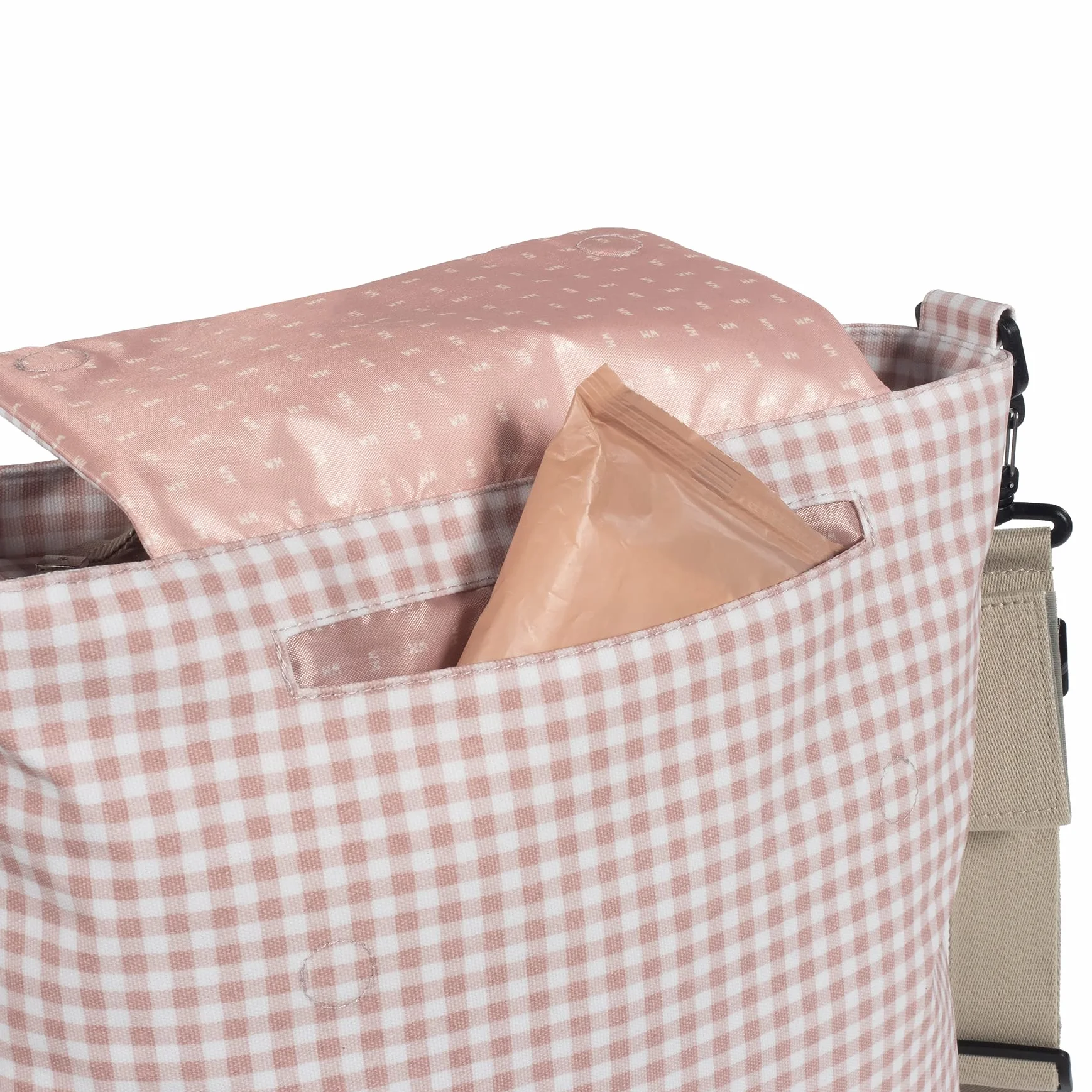 Borsa fasciatoio Walking Mum I Love Vichy rosa 42 x 36 x 13 cm
