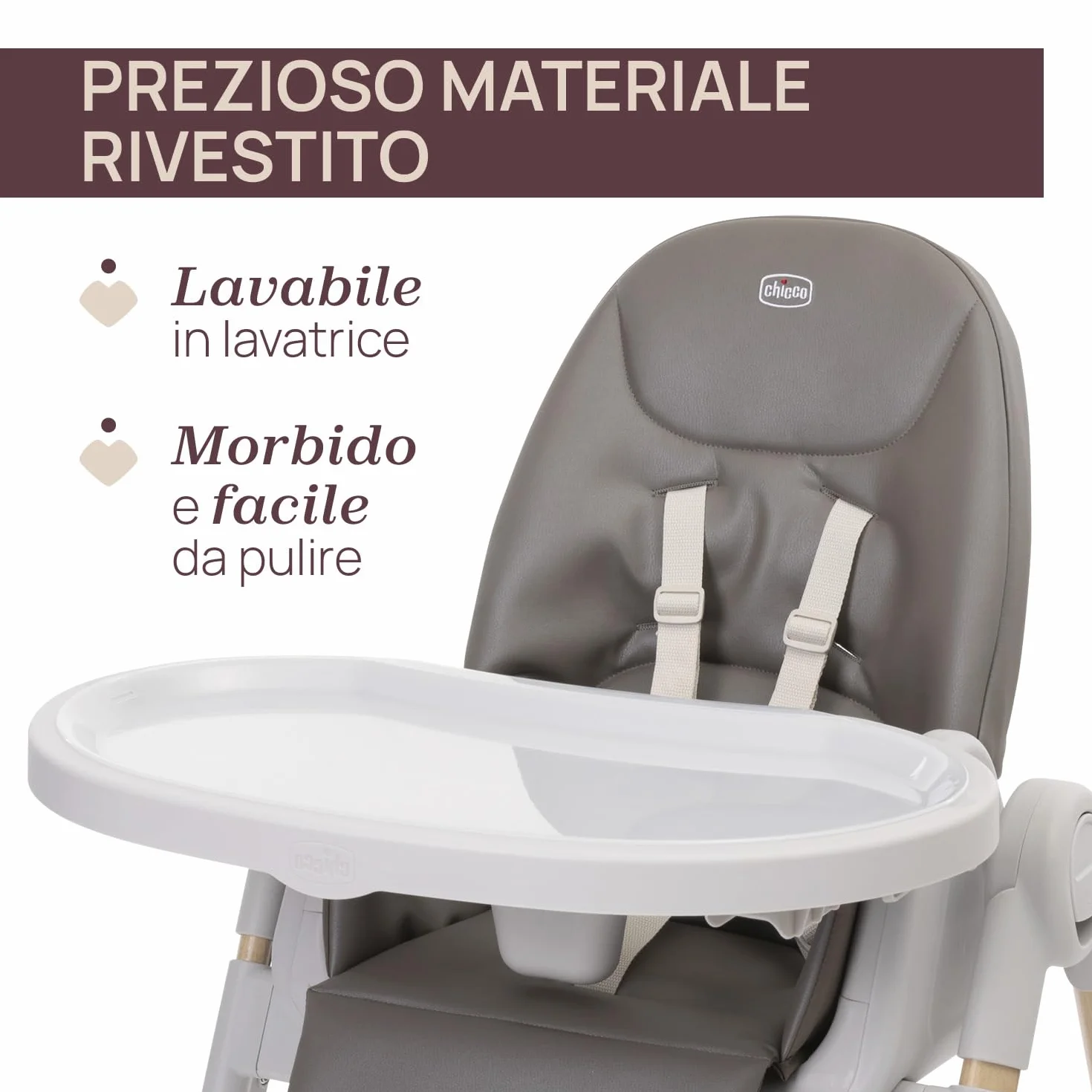 Chicco Polly Armonia Seggiolone Evolutivo Pappa Bambini 0-40 kg Sedia Evolutiva Reclinabile Altezza Poggiapiedi Regolabili 4 Ruote Compatto Marrone