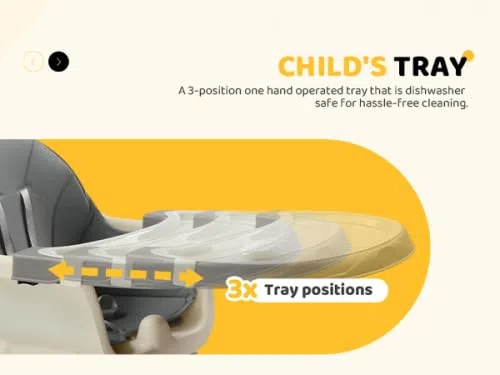 BONNLO Seggiolone Evolutivo per Bambini 7 IN 1, Imbottitura Confortevole, Doppio Vassoio, 6 Mesi-3 Anni 6-15 kg, Pieghevole Ultra Compatto, Leggero 4,9 kg, Grigio (Grigio)