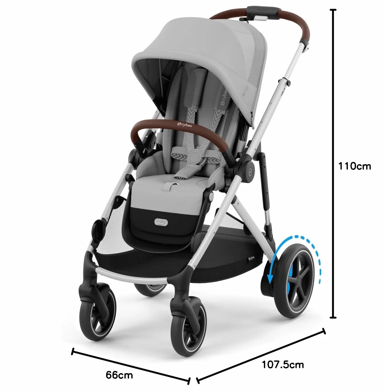 CYBEX Passeggino Gold e-GAZELLE S, dalla nascita a 4 anni, 22 kg, sistema all-in-1 con azionamento elettrico, grigio pietra