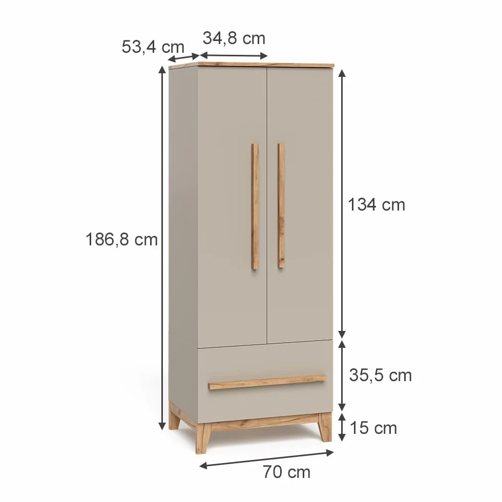 VitaliSpa Armadio per bambini Malia 70 x 186.8 cm Cashmere Artigianale