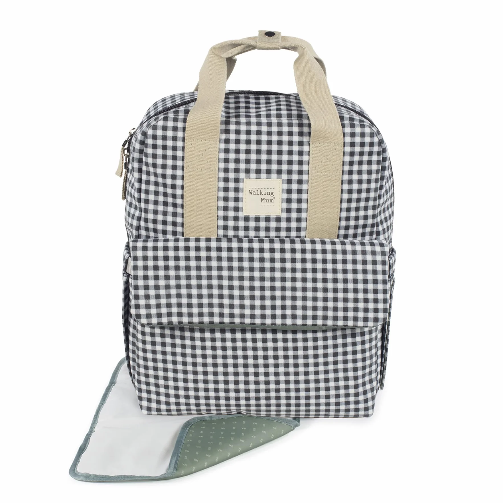 Borsa zaino I Love Vichy per passeggino, nero, 37x28x12 cm