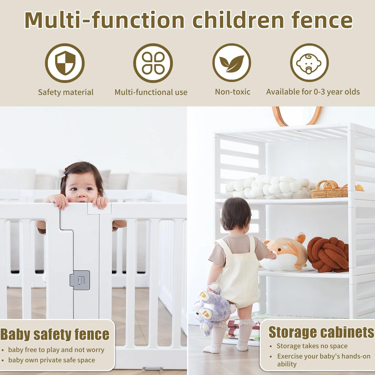 Box per Bambini Pieghevole Recinto Sicurezza Barriera Giochi Protezione 150 x 180 cm