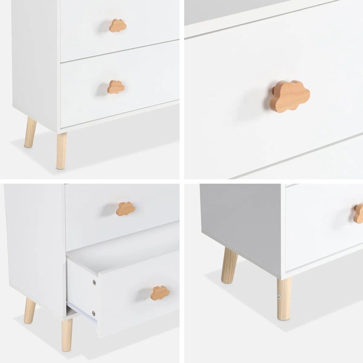 sweeek Cassettone per Bambini, 3 cassetti, Nephos, Bianco, 80x30x75.7 cm