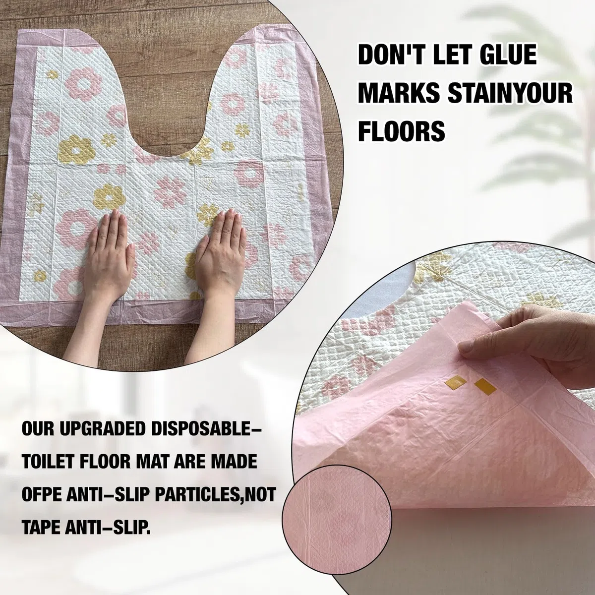 25 tappetini usa e getta per WC a forma di U, tappetino da addestramento per WC, impermeabile, antiscivolo, tappetino da bagno usa e getta, per bambini e adulti, motivo floreale