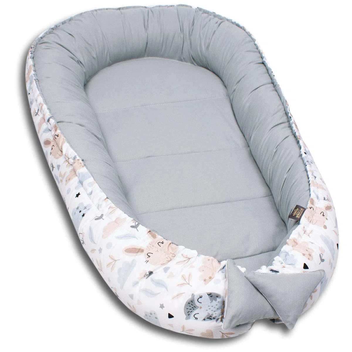 PaLulli - Nido per neonati, 90 x 50 cm, 100% cotone, nido per lettino, nido accogliente, cuscino, lettino da viaggio per neonati e bambini (Animali)