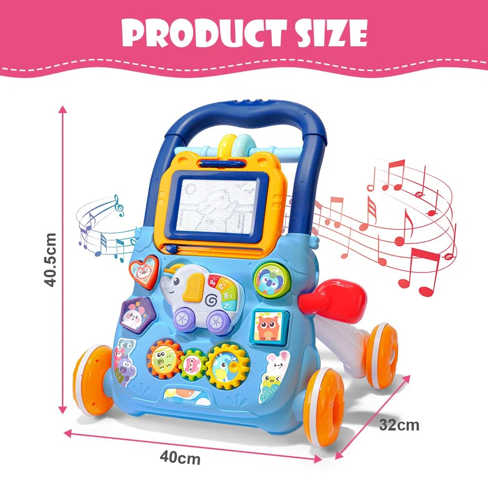 Aolso Primi Passi per Bambini con Lavagna Magnetica, Girello per Imparare a Camminare, Giocattolo 6+ Mesi