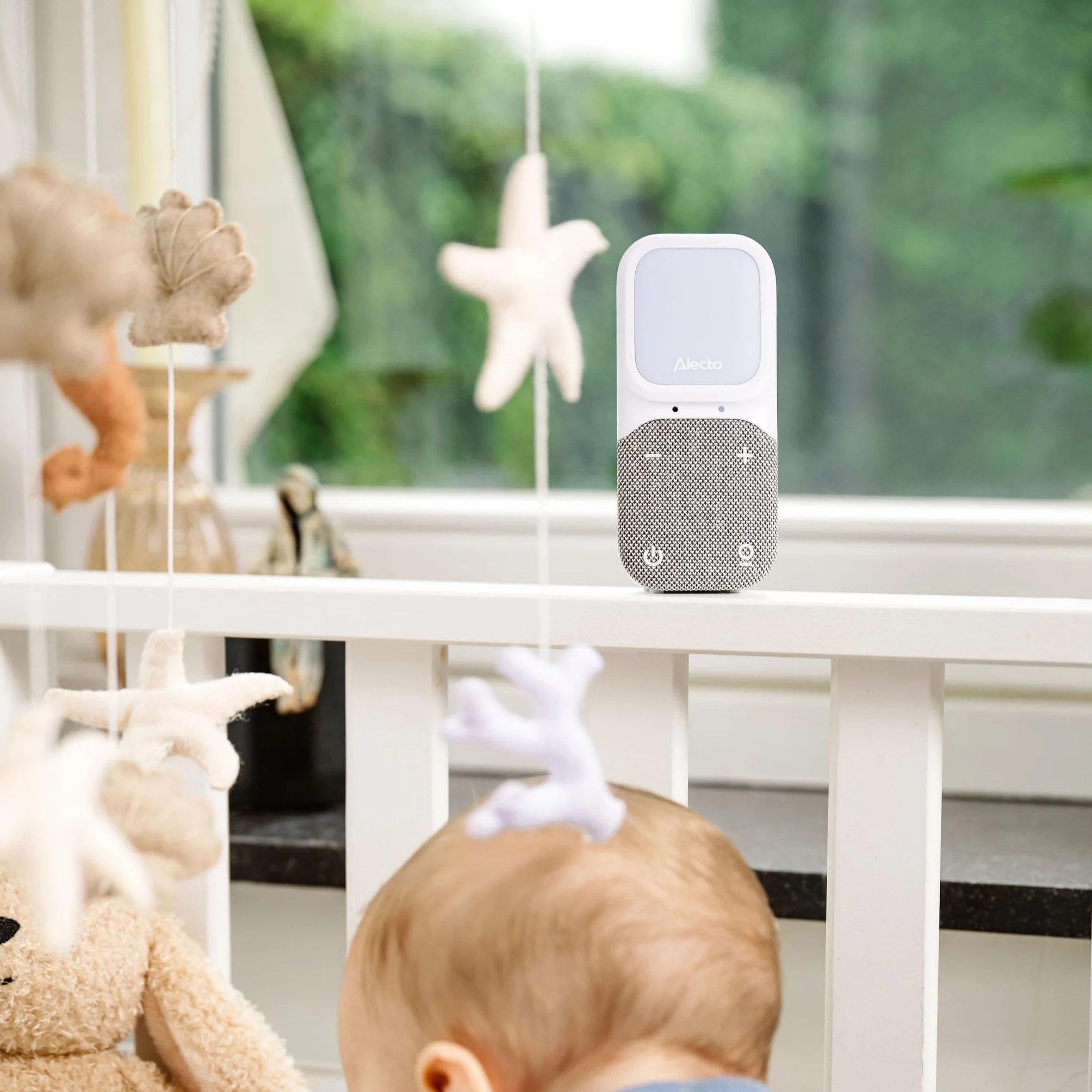 Alecto DBX140 Moderno baby monitor Full Eco Audio DECT display luce notturna Bianco Grigio
