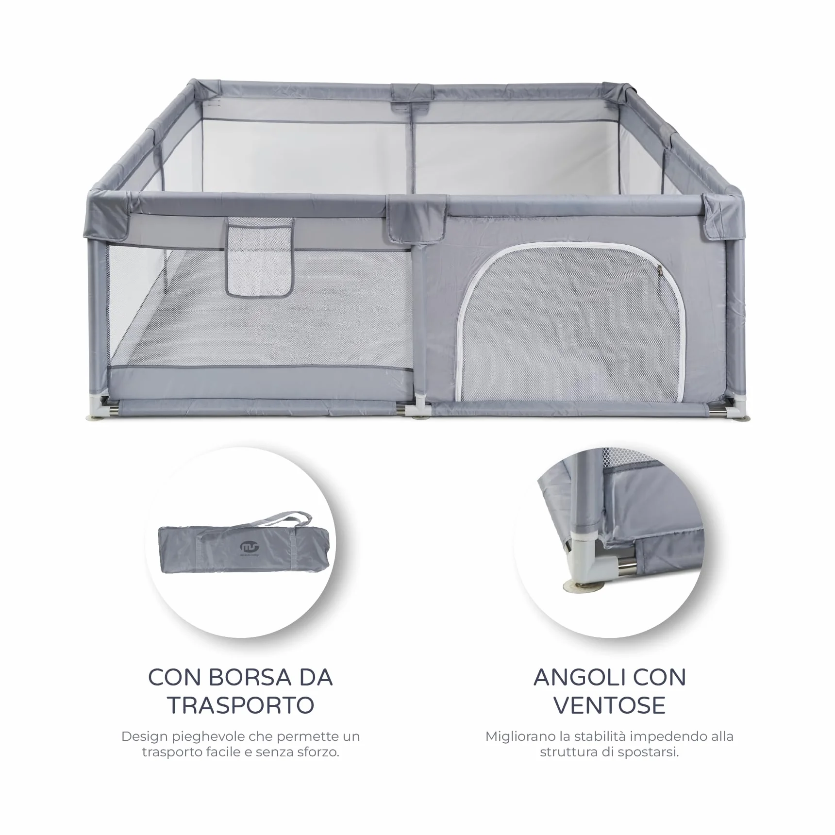 MS BabyWorld Box Bambini XXL NYLON 200x180 cm Recinto pieghevole per neonati area giochi sicura