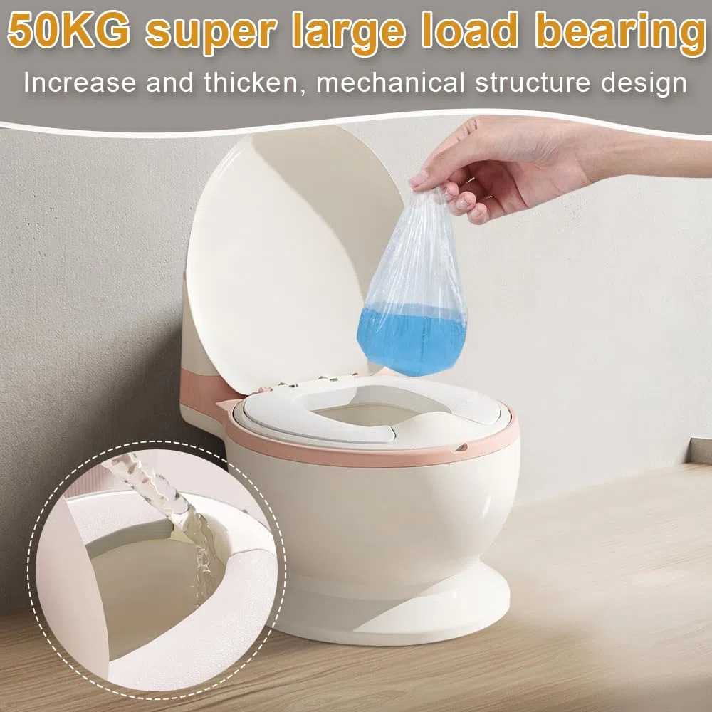 Vasetto da bagno musicale per l'apprendimento della pulizia di 1-4 anni - WC per bambini e neonati - confortevole anti scivolo con rumore di caccia e musica, 50 kg, contenitore rimovibile - rosa - 1