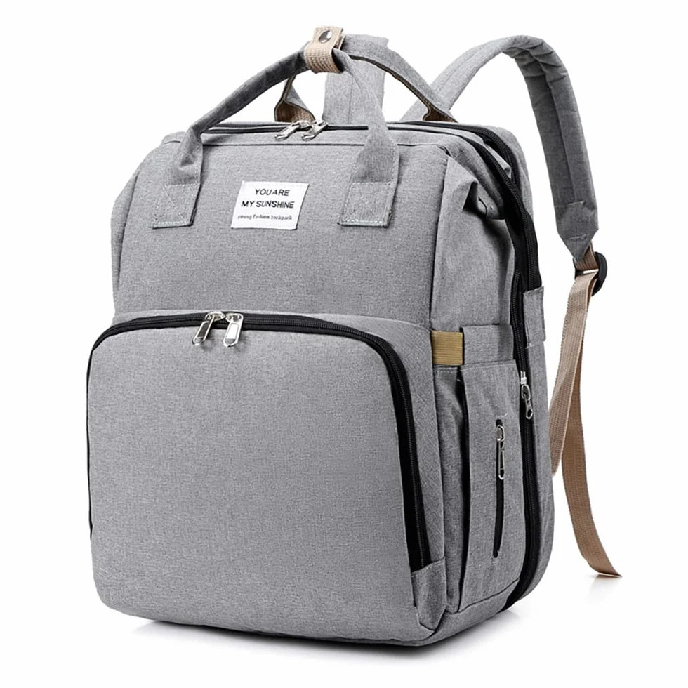 Zaino Fasciatoio Multifunzione Impermeabile con Lettino Pieghevole Borsa da Viaggio Portatile (Grigio)