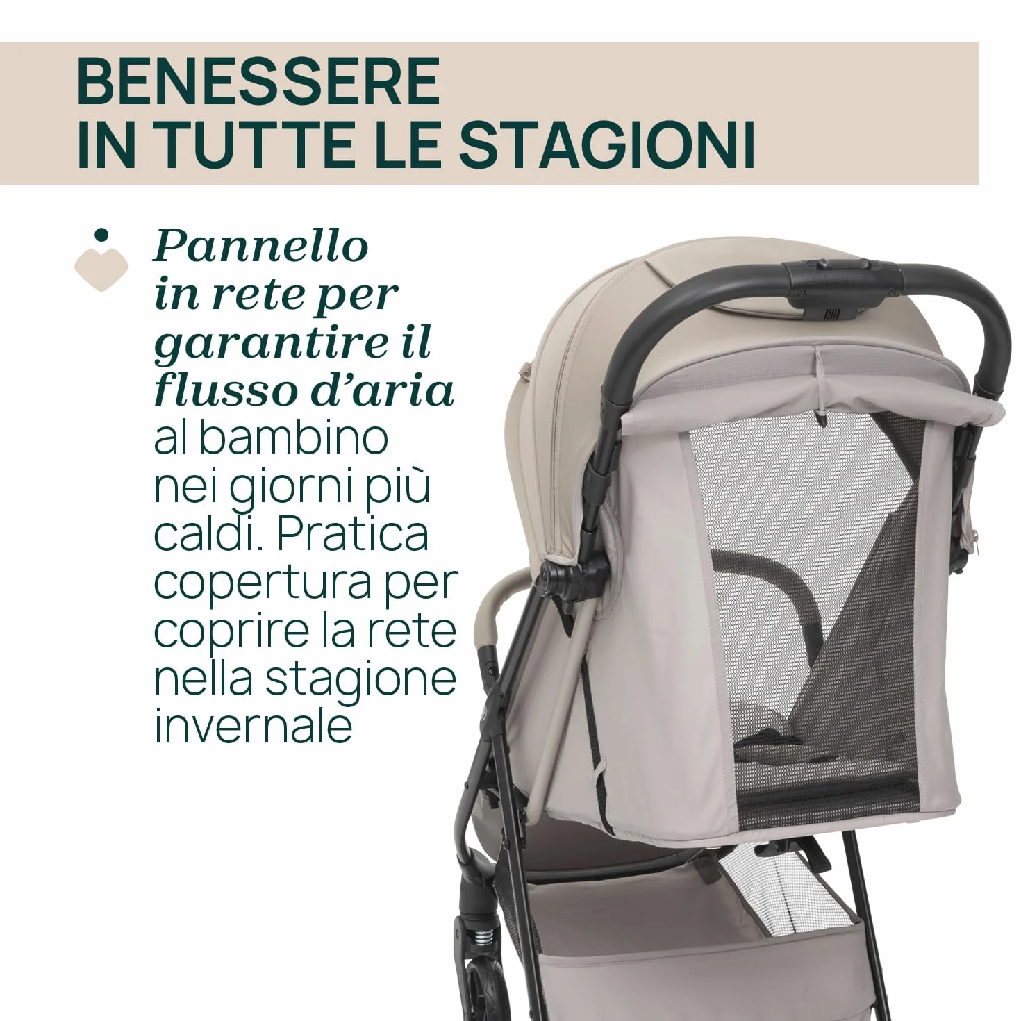 Chicco Passeggino Taormina 0+ Mesi - 22 Kg Leggero Chiusura Smart Compatta Capotte Estensibile UV50+ Antipioggia Schienale Regolabile Poggiagambe Beige