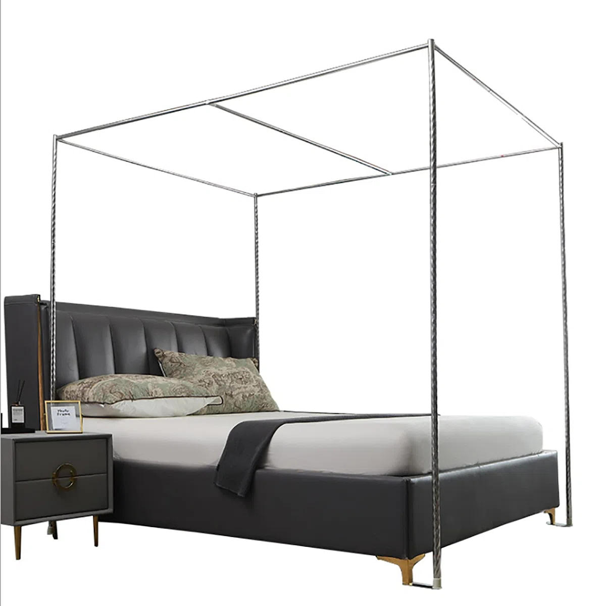 Telaio per Zanzariera, Baldacchino dell'Acciaio Inossidabile, Post della Struttura del Baldacchino, per Letto Singolo/Matrimoniale, Si Adatta al Tuo Materasso Facile Montaggio Fai-da-Te