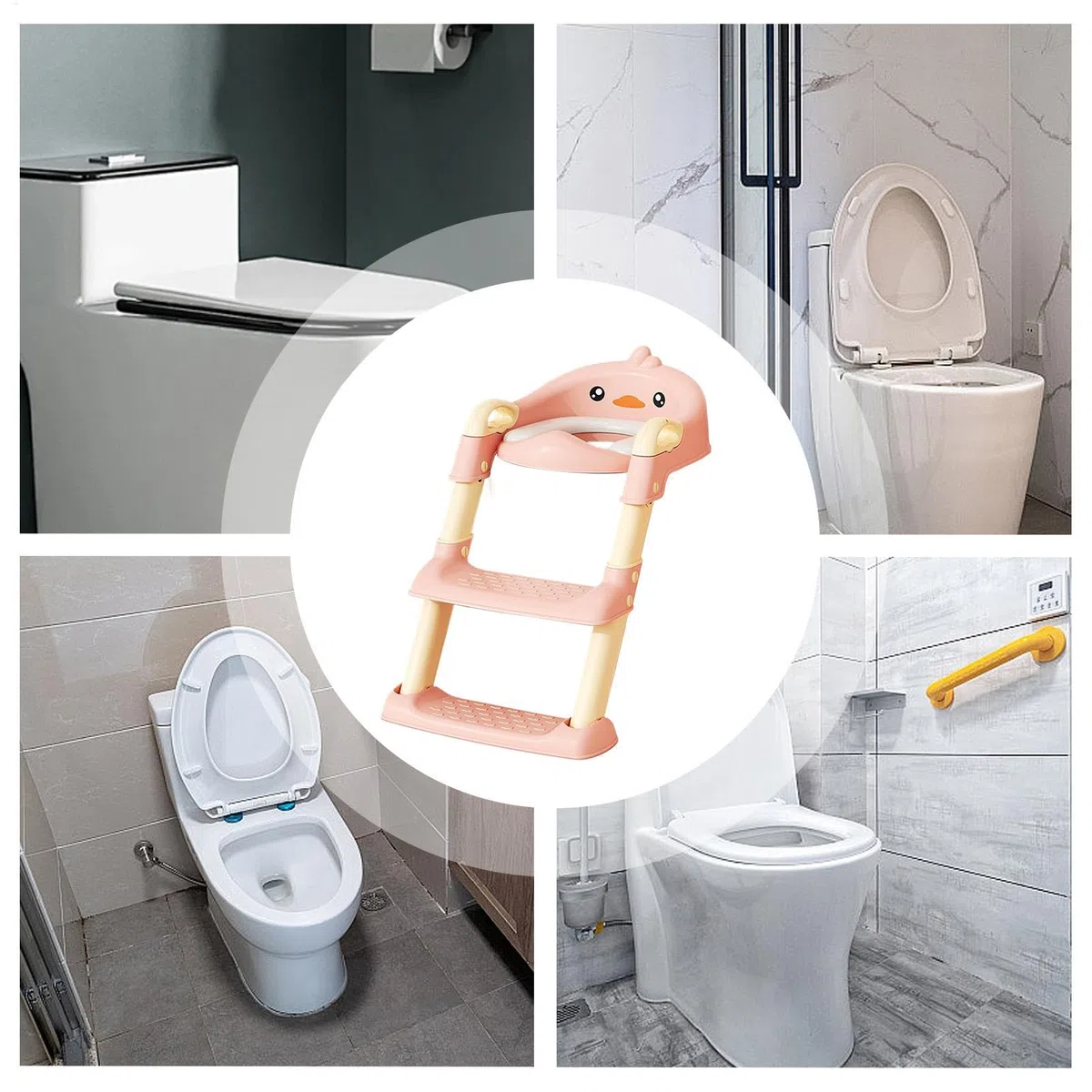 Scaletta per WC, sedile per vasino, sedile pieghevole antiscivolo – scala per WC con sgabello per bambini, comoda consegna per bambini per ragazze