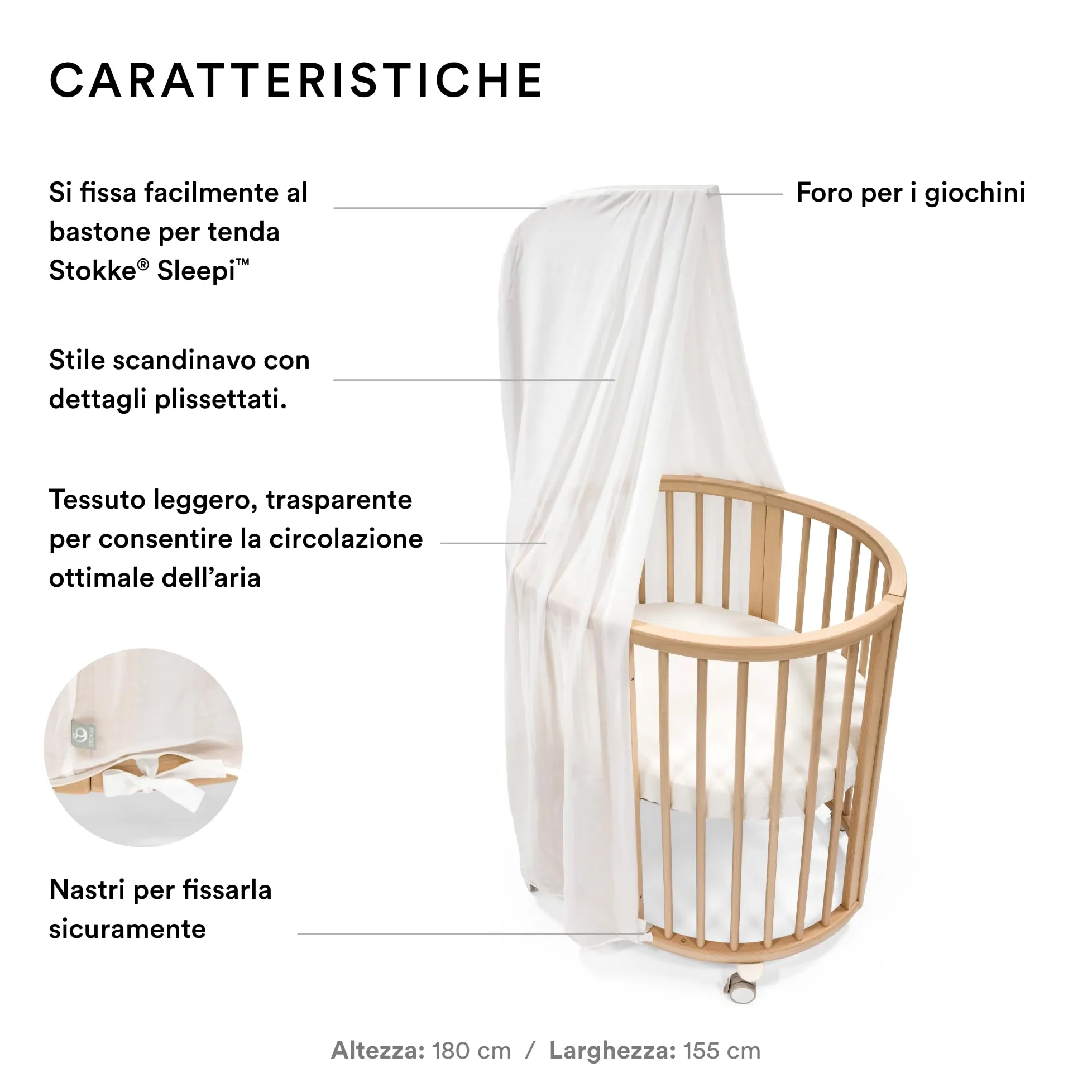 Stokke Tenda Sleepi, Bianca - Crea un ambiente accogliente e rilassante per il bambino - Facile da assemblare - Tessuto leggero - Compatibile con Sleepi Mini & Letto